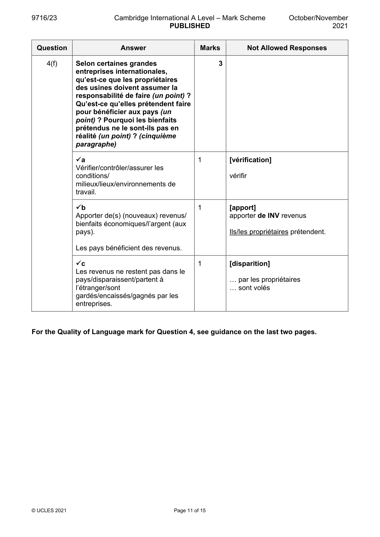 Mark scheme, page 11 of 15