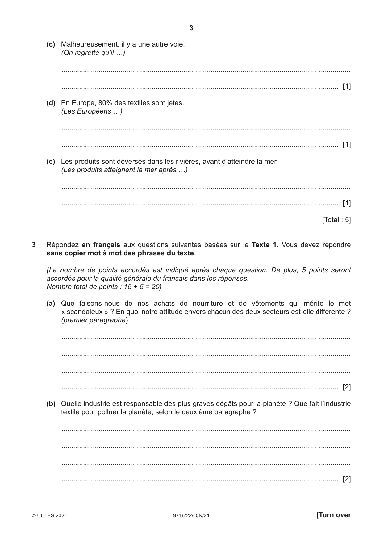 Cambridge A Level French (A Level only) 9716 2021 Oct/Nov Paper 2 · Variant 2 question paper, page 3 of 8