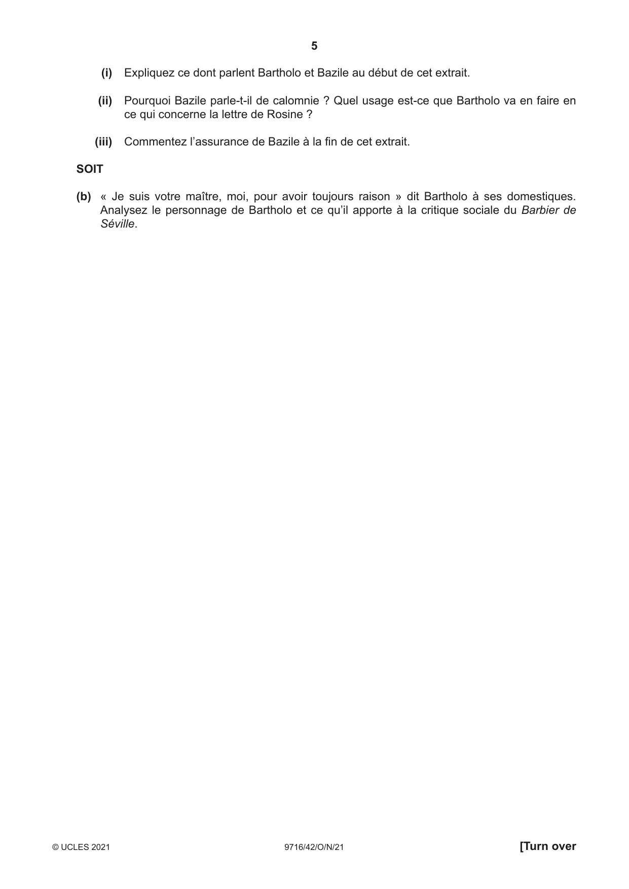 Cambridge A Level French (A Level only) 9716 2021 Oct/Nov Paper 4 · Variant 2 question paper, page 5 of 12