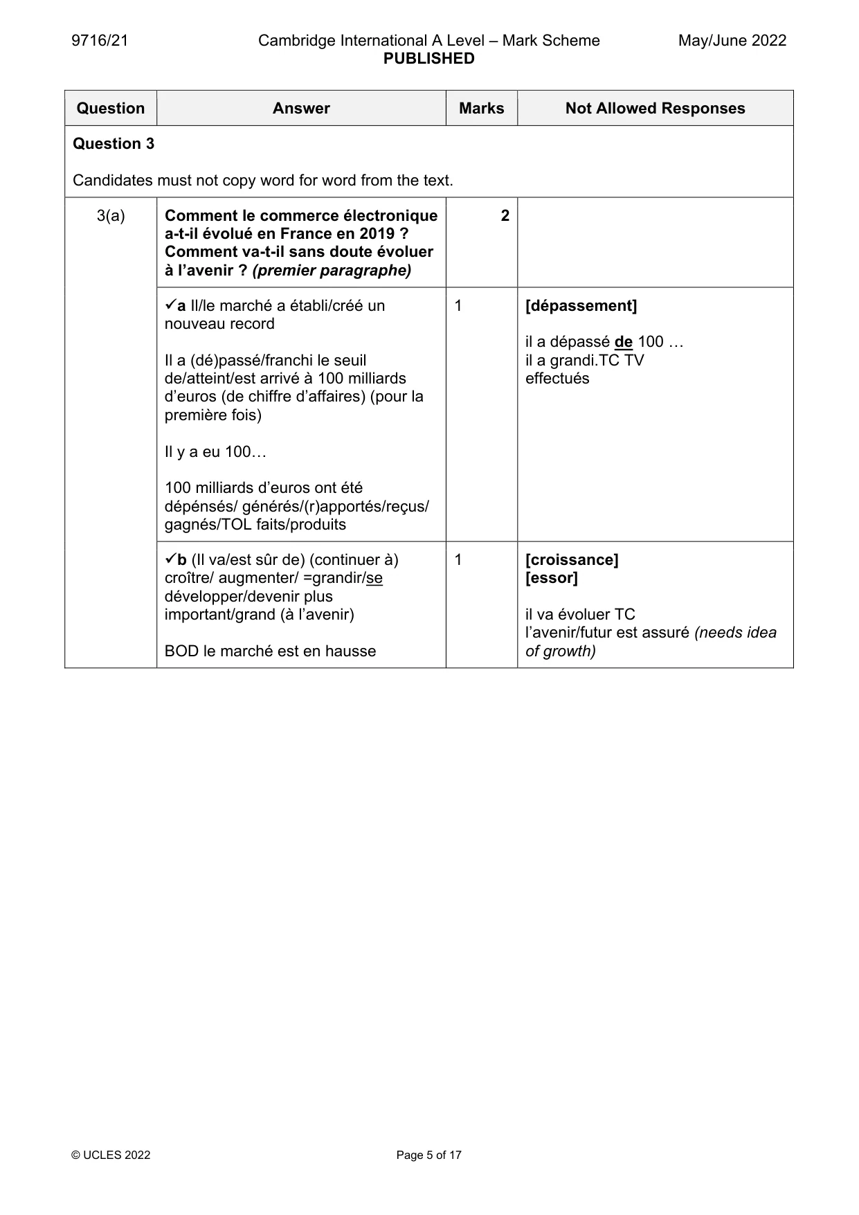 Mark scheme, page 5 of 17