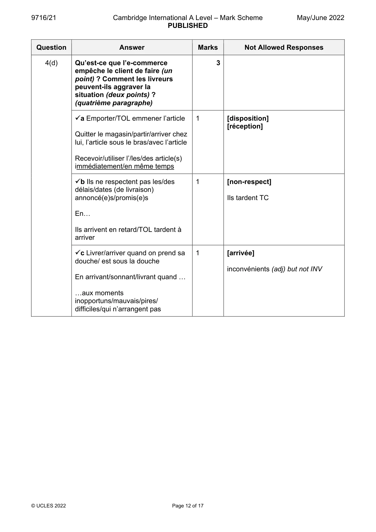 Mark scheme, page 12 of 17