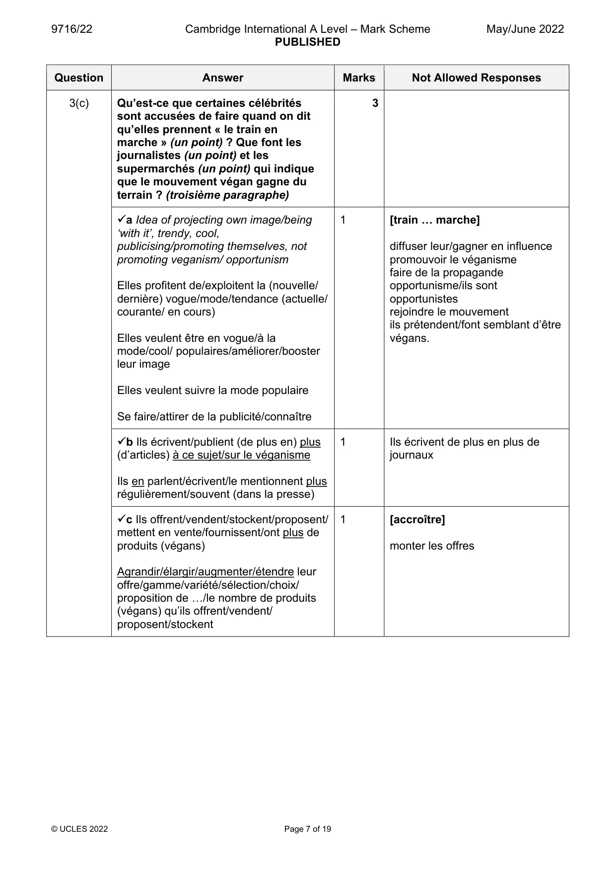 Mark scheme, page 7 of 19