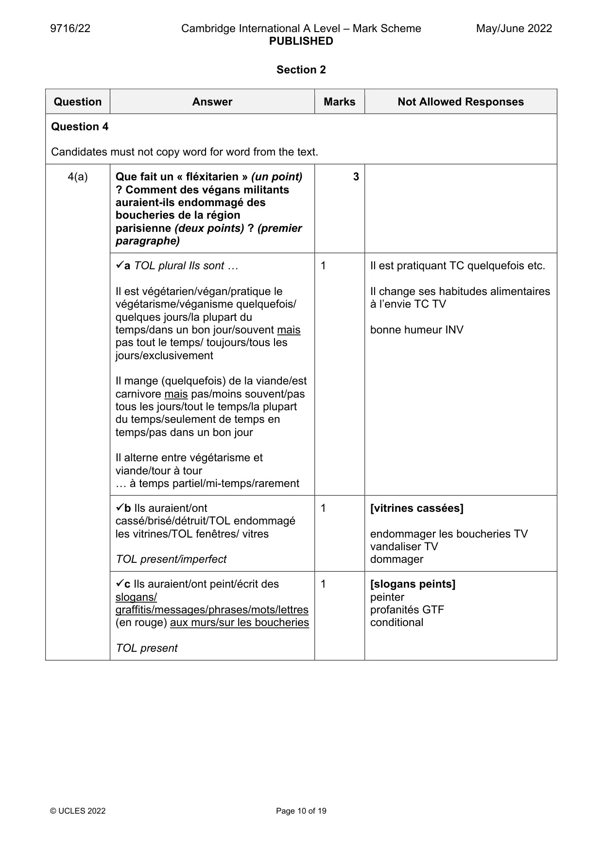 Mark scheme, page 10 of 19