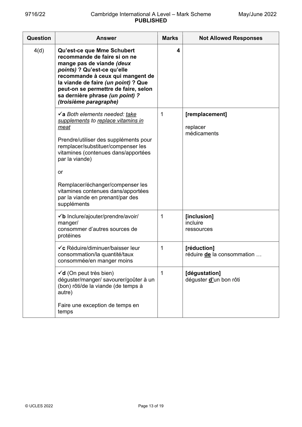 Mark scheme, page 13 of 19