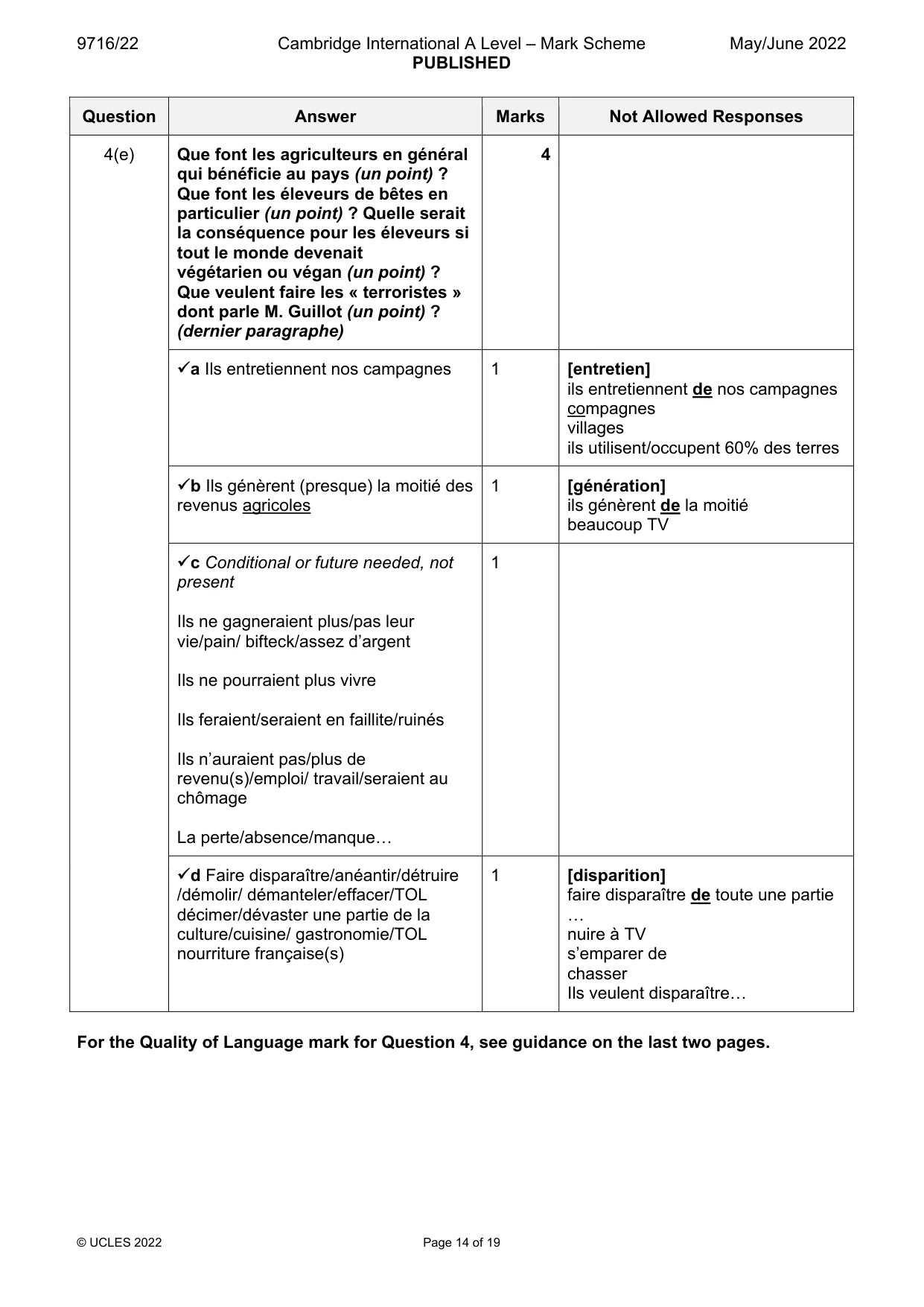 Mark scheme, page 14 of 19