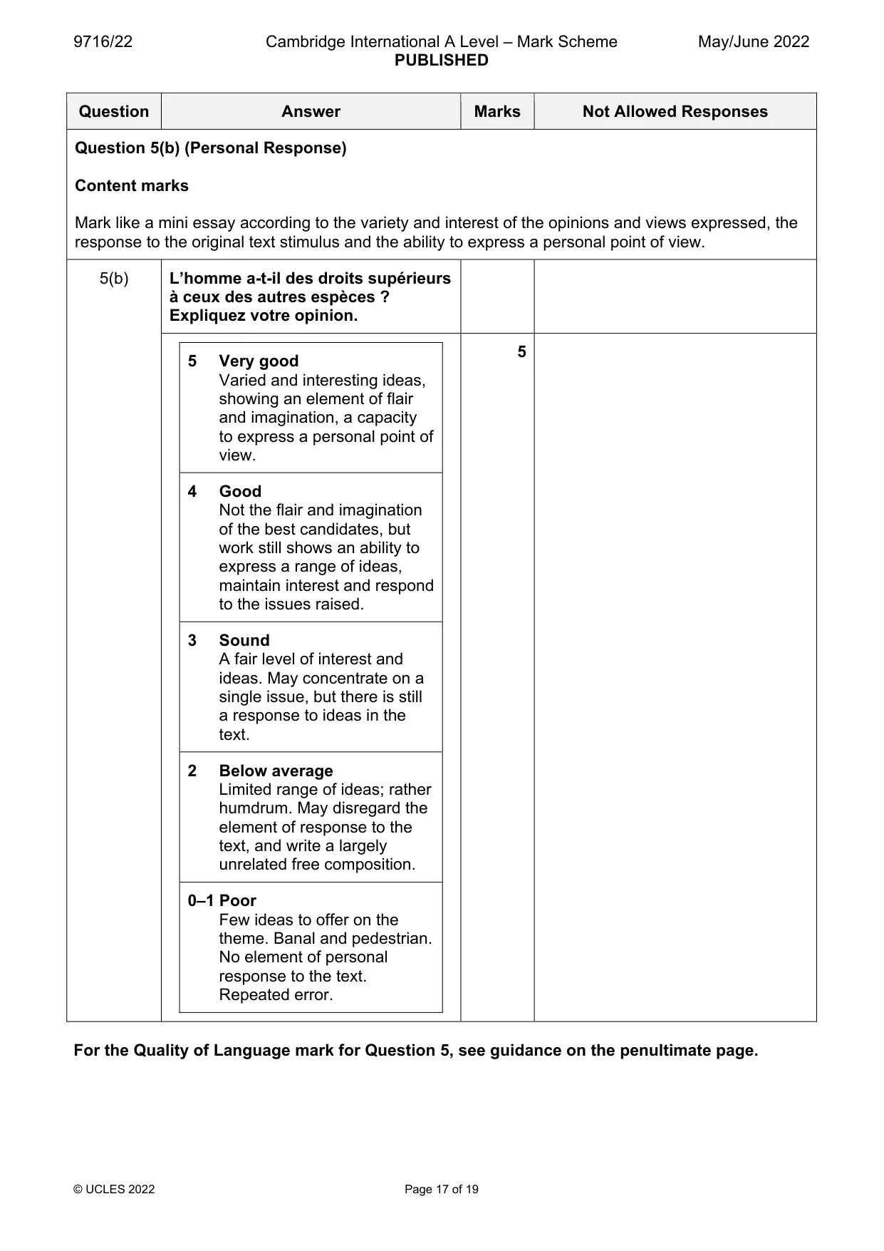 Mark scheme, page 17 of 19