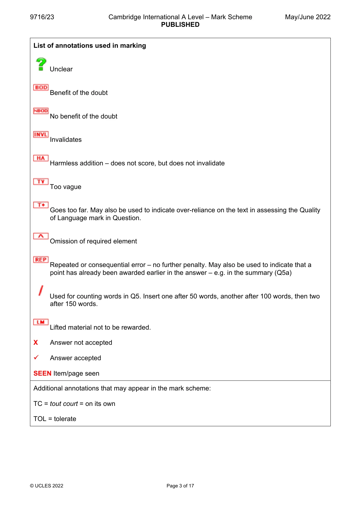 Mark scheme, page 3 of 17