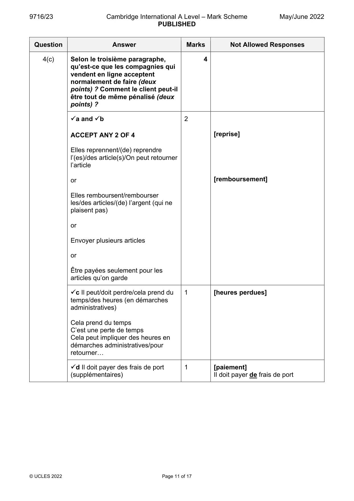 Mark scheme, page 11 of 17
