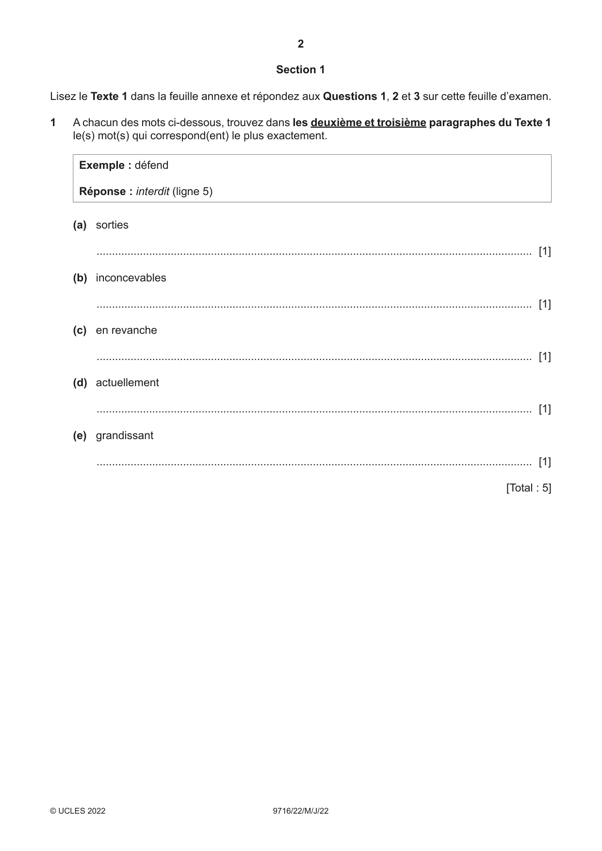 Cambridge A Level French (A Level only) 9716 2022 May/June Paper 2 · Variant 2 question paper, page 2 of 8