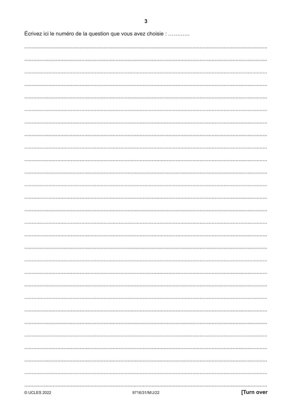 Cambridge A Level French (A Level only) 9716 2022 May/June Paper 3 · Variant 1 question paper, page 3 of 8