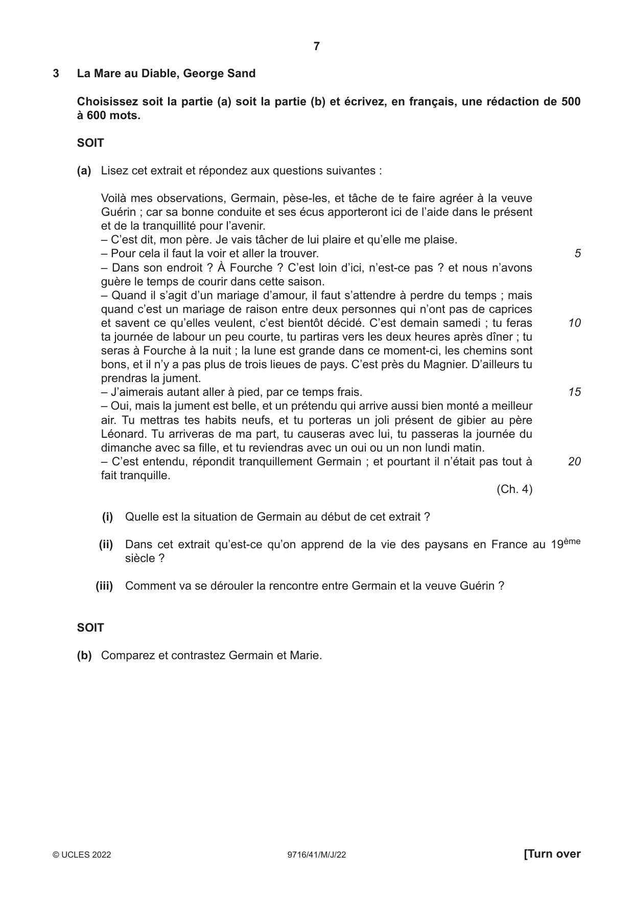 Cambridge A Level French (A Level only) 9716 2022 May/June Paper 4 · Variant 1 question paper, page 7 of 12