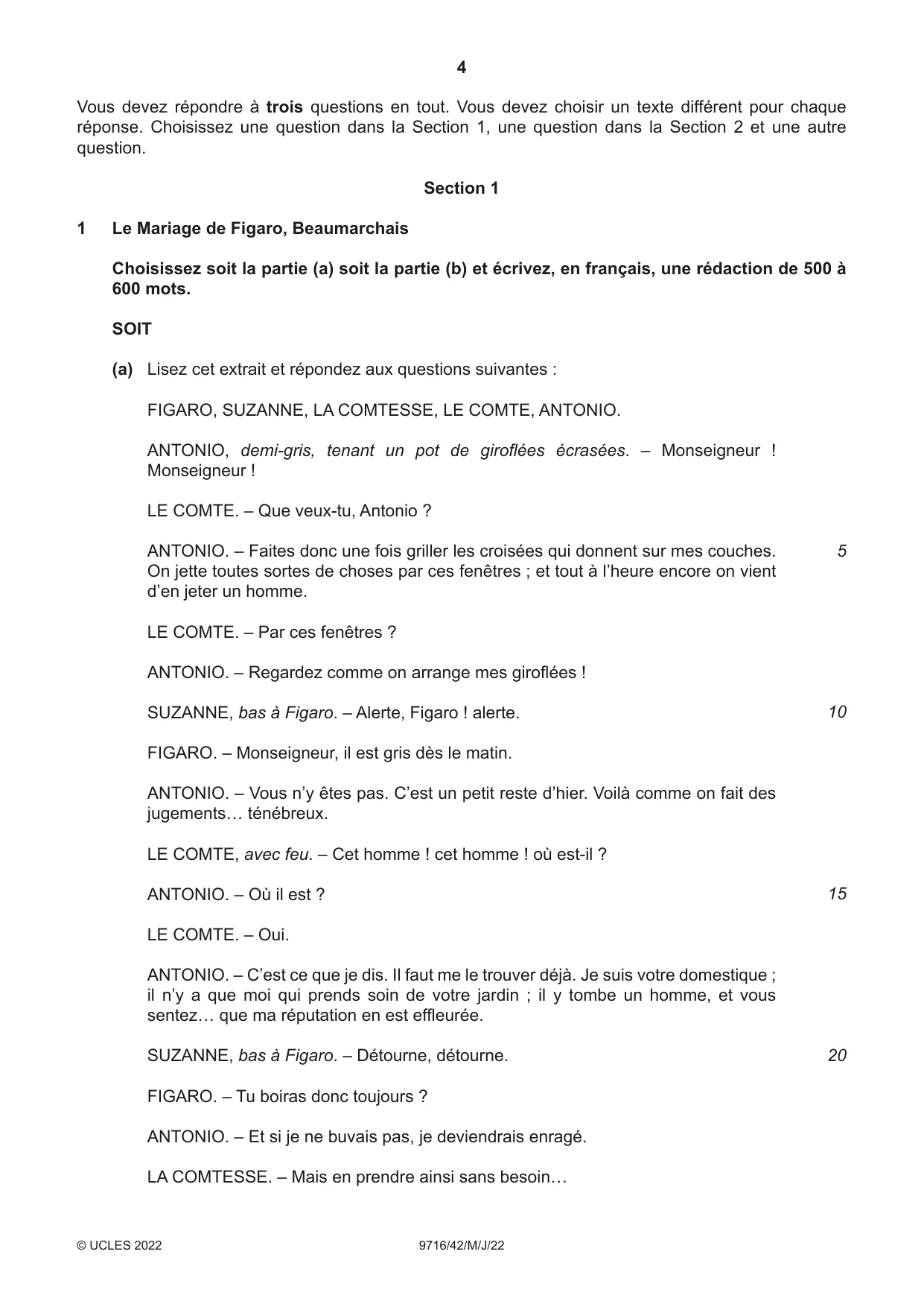 Cambridge A Level French (A Level only) 9716 2022 May/June Paper 4 · Variant 2 question paper, page 4 of 12