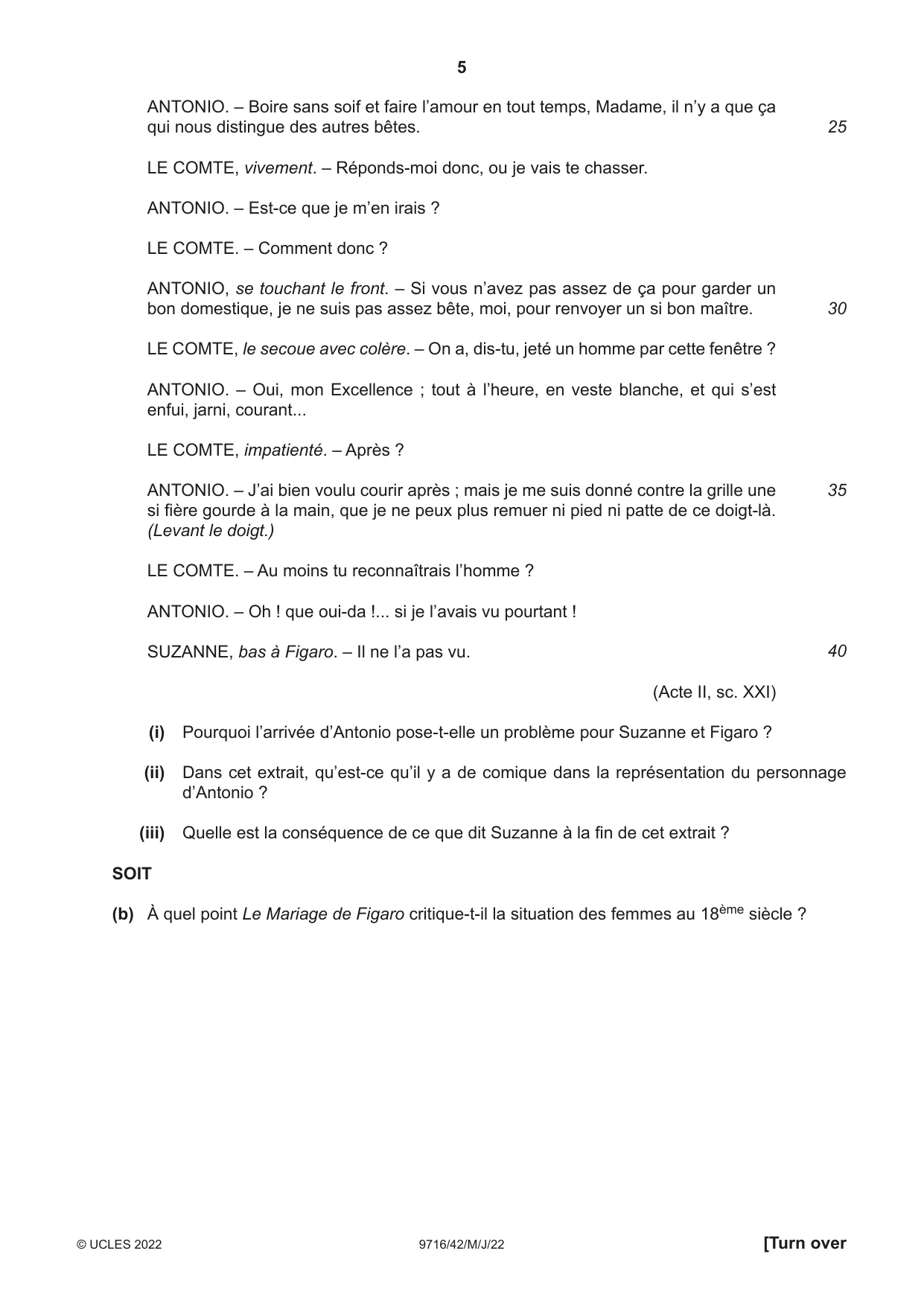 Cambridge A Level French (A Level only) 9716 2022 May/June Paper 4 · Variant 2 question paper, page 5 of 12