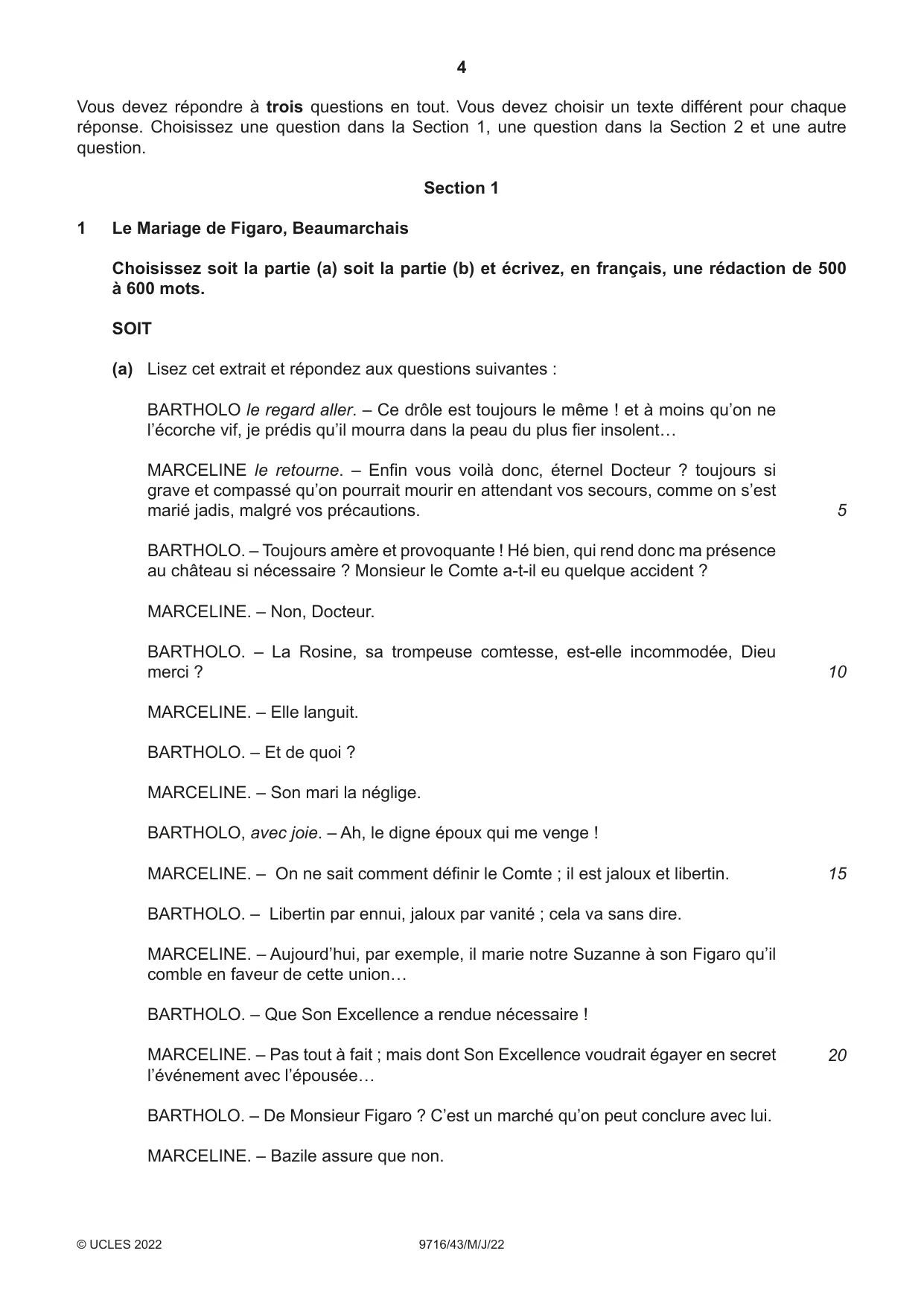 Cambridge A Level French (A Level only) 9716 2022 May/June Paper 4 · Variant 3 question paper, page 4 of 12