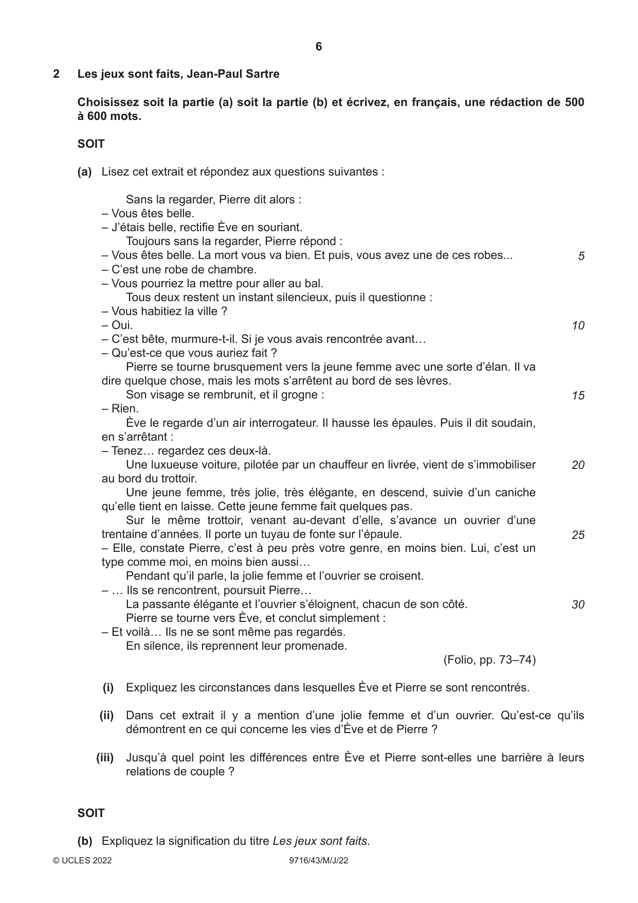 Cambridge A Level French (A Level only) 9716 2022 May/June Paper 4 · Variant 3 question paper, page 6 of 12