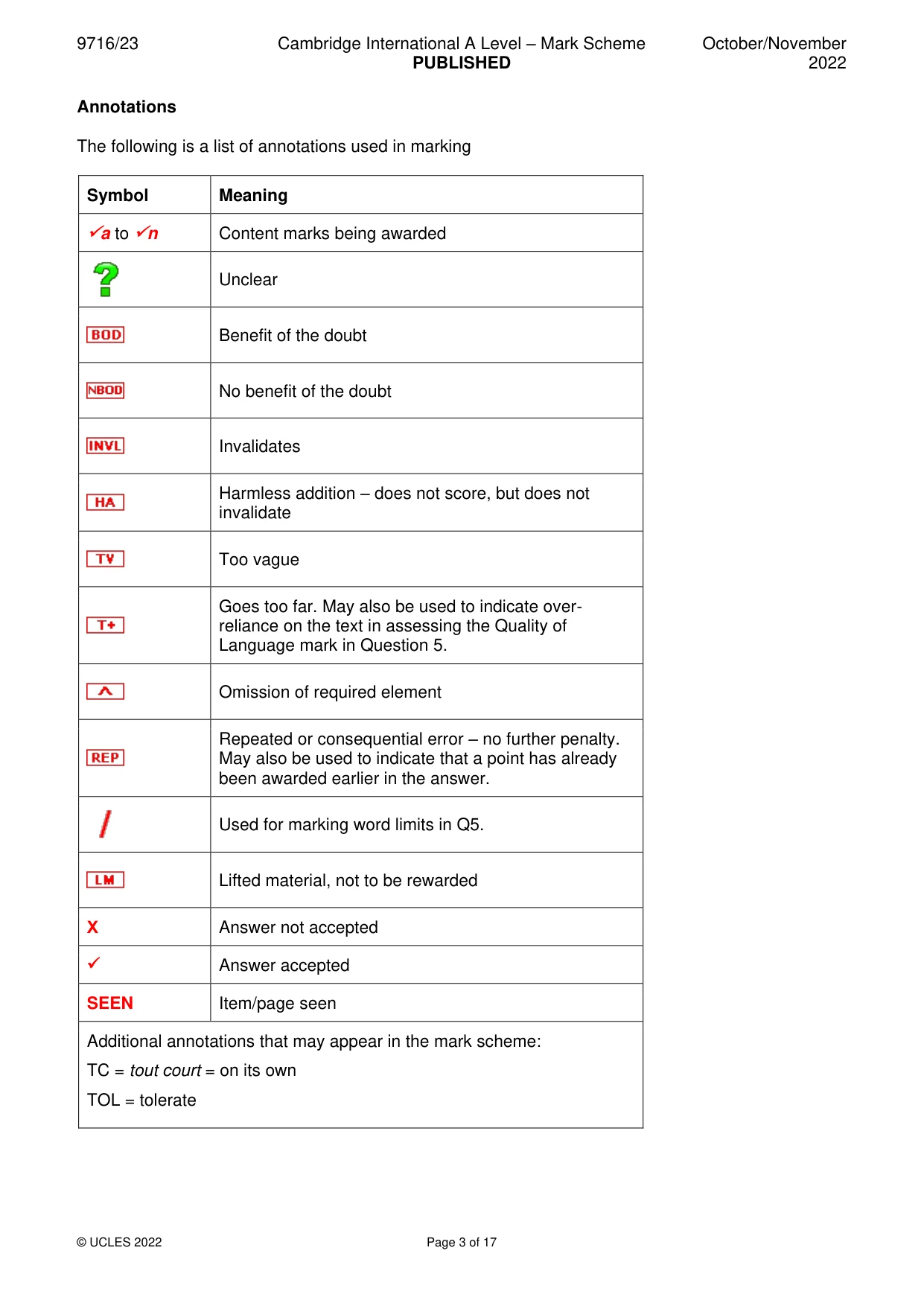 Mark scheme, page 3 of 17