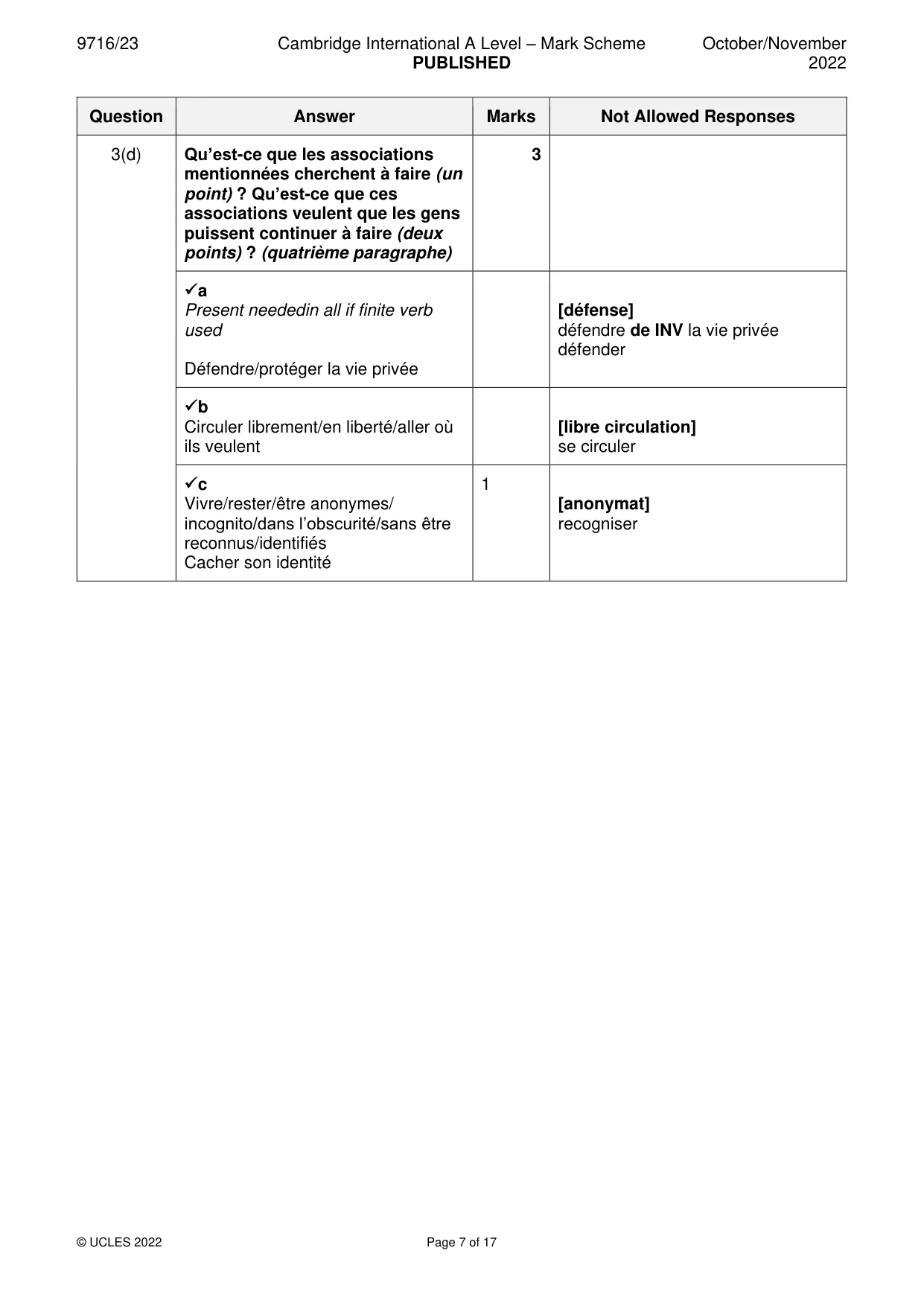 Mark scheme, page 7 of 17
