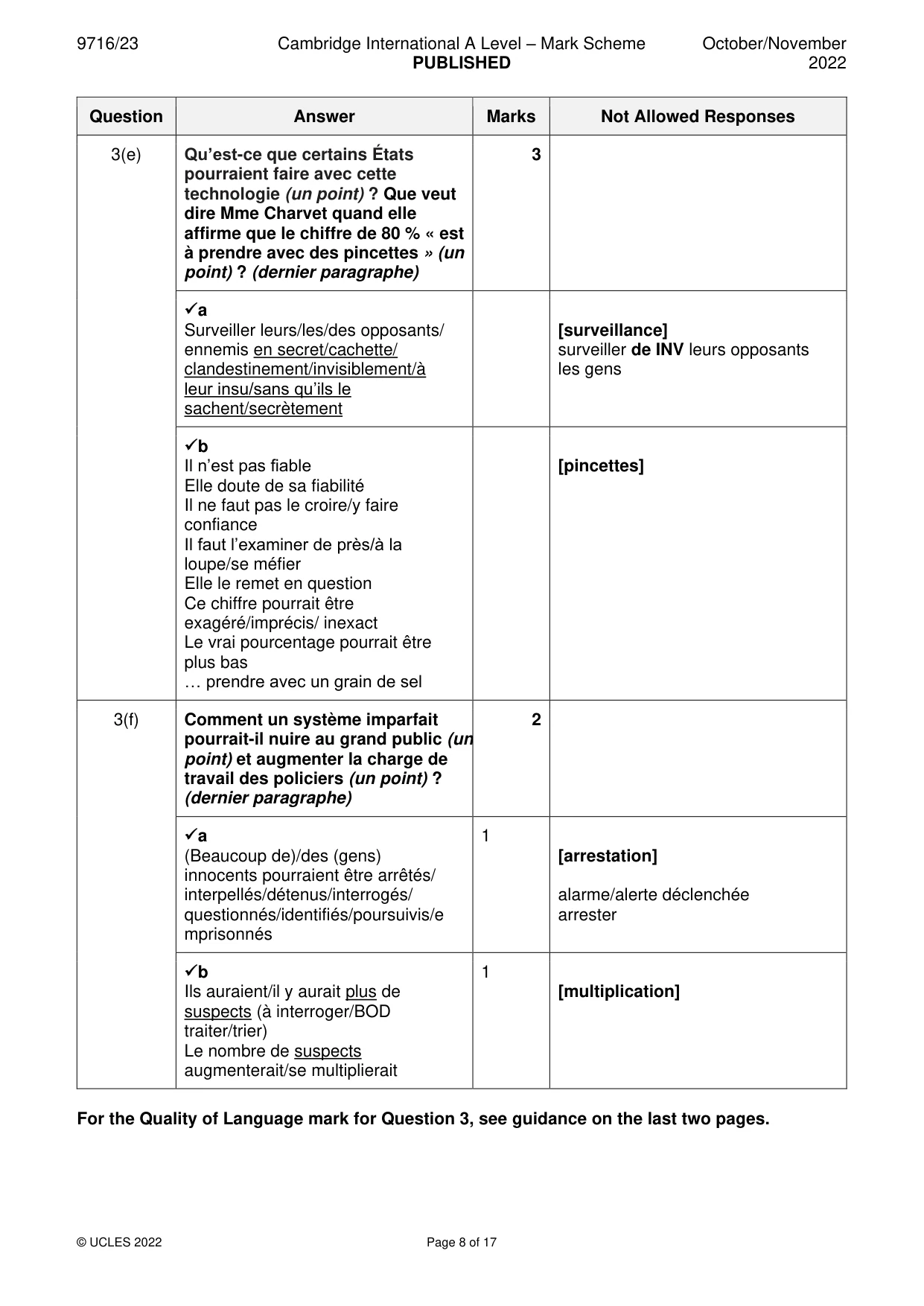 Mark scheme, page 8 of 17