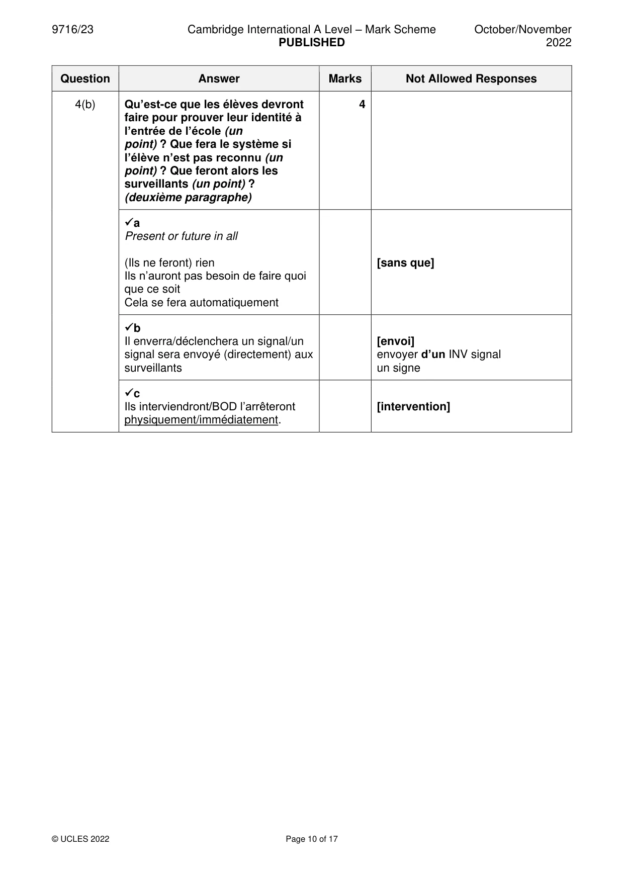 Mark scheme, page 10 of 17