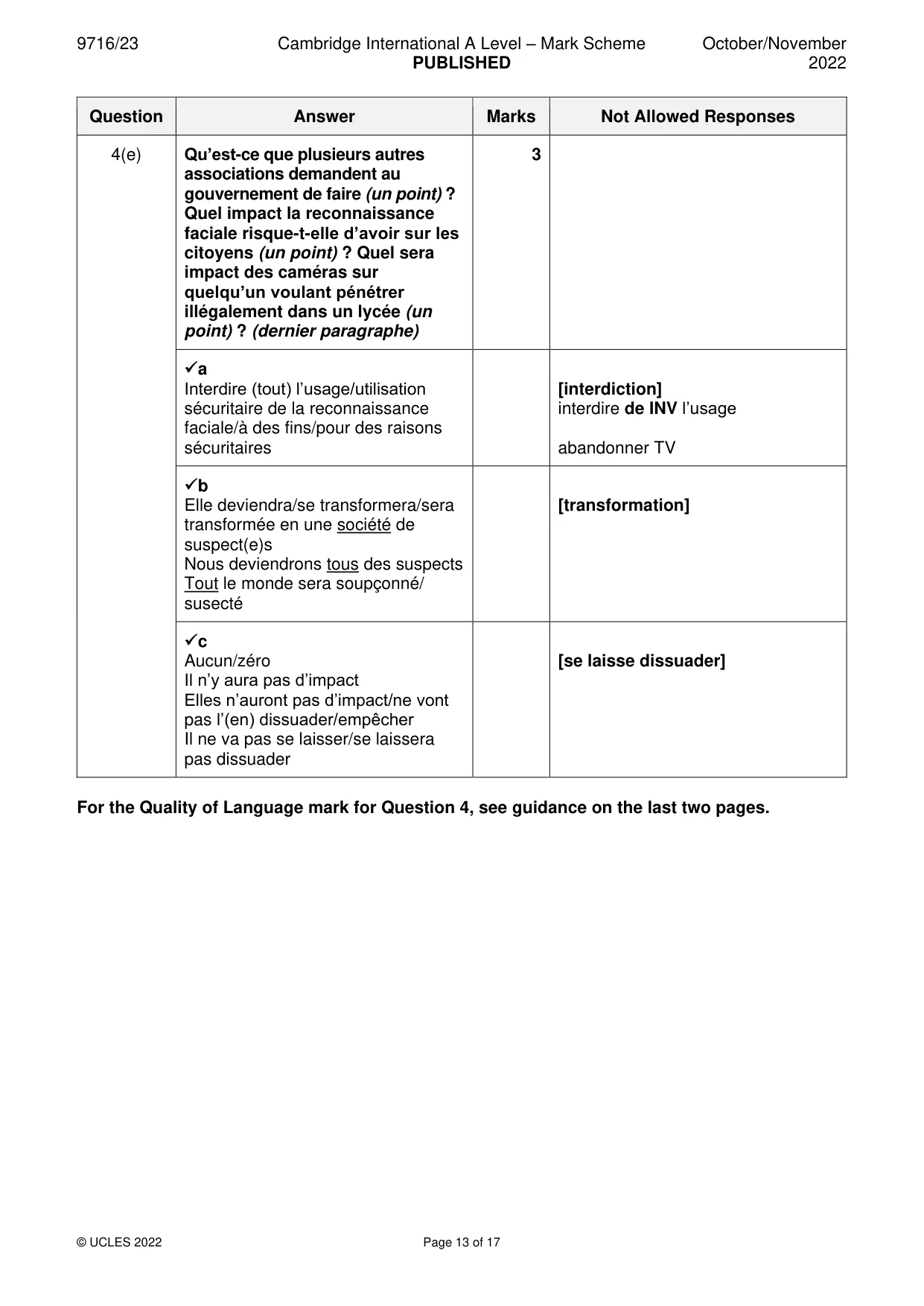 Mark scheme, page 13 of 17