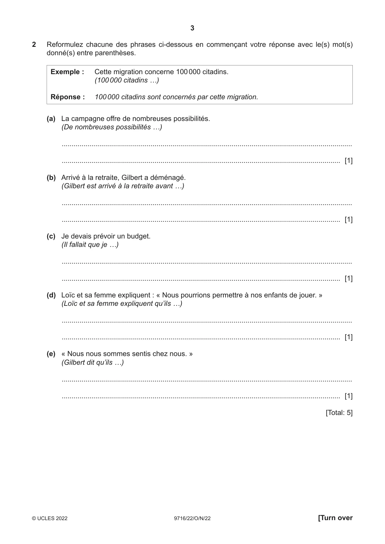 Cambridge A Level French (A Level only) 9716 2022 Oct/Nov Paper 2 · Variant 2 question paper, page 3 of 8