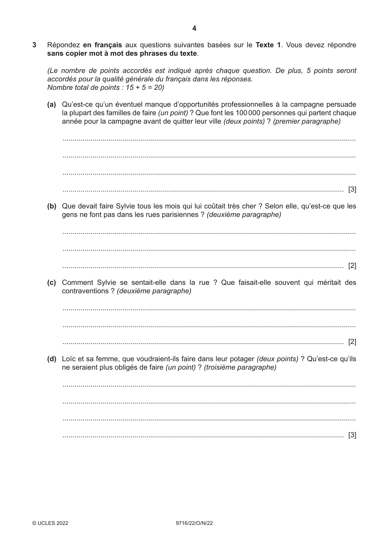 Cambridge A Level French (A Level only) 9716 2022 Oct/Nov Paper 2 · Variant 2 question paper, page 4 of 8