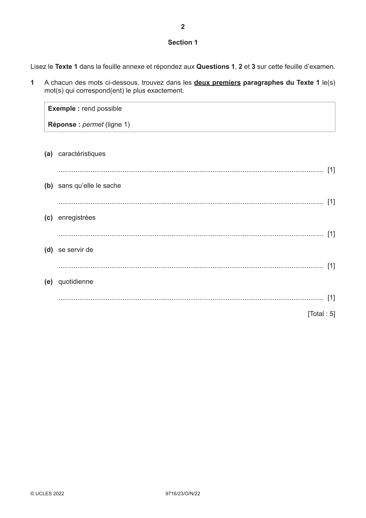 Cambridge A Level French (A Level only) 9716 2022 Oct/Nov Paper 2 · Variant 3 question paper, page 2 of 8