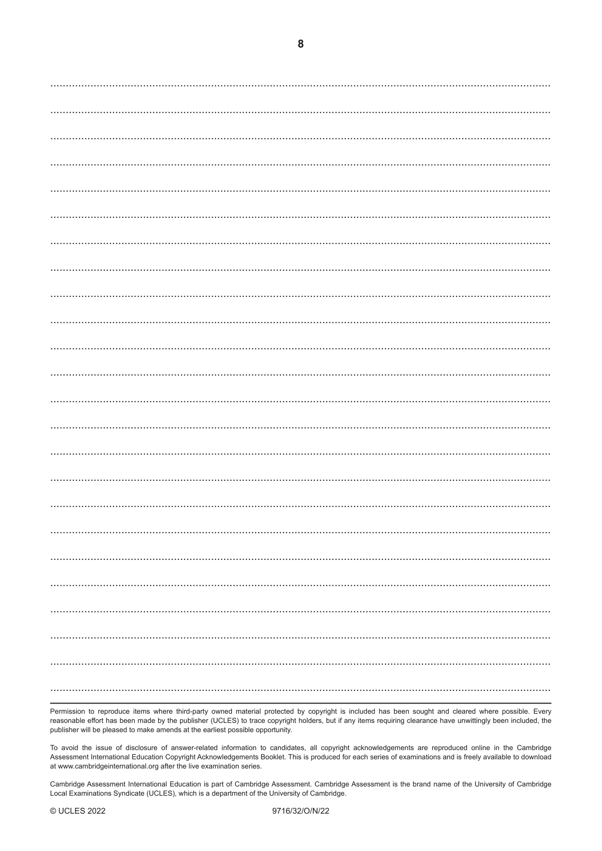 Cambridge A Level French (A Level only) 9716 2022 Oct/Nov Paper 3 · Variant 2 question paper, page 8 of 8