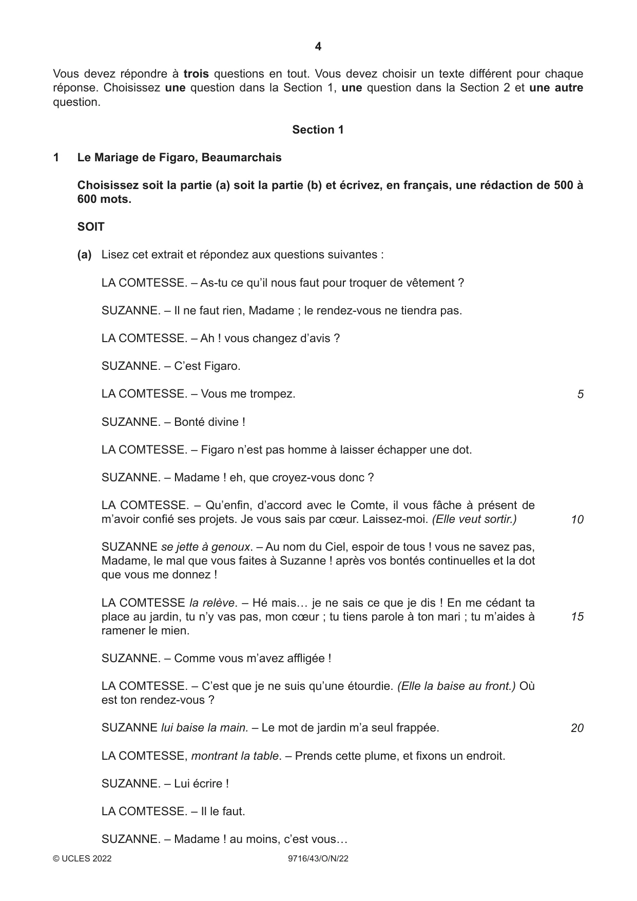 Cambridge A Level French (A Level only) 9716 2022 Oct/Nov Paper 4 · Variant 3 question paper, page 4 of 12