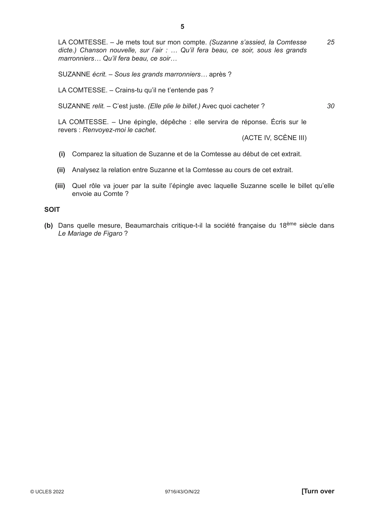 Cambridge A Level French (A Level only) 9716 2022 Oct/Nov Paper 4 · Variant 3 question paper, page 5 of 12