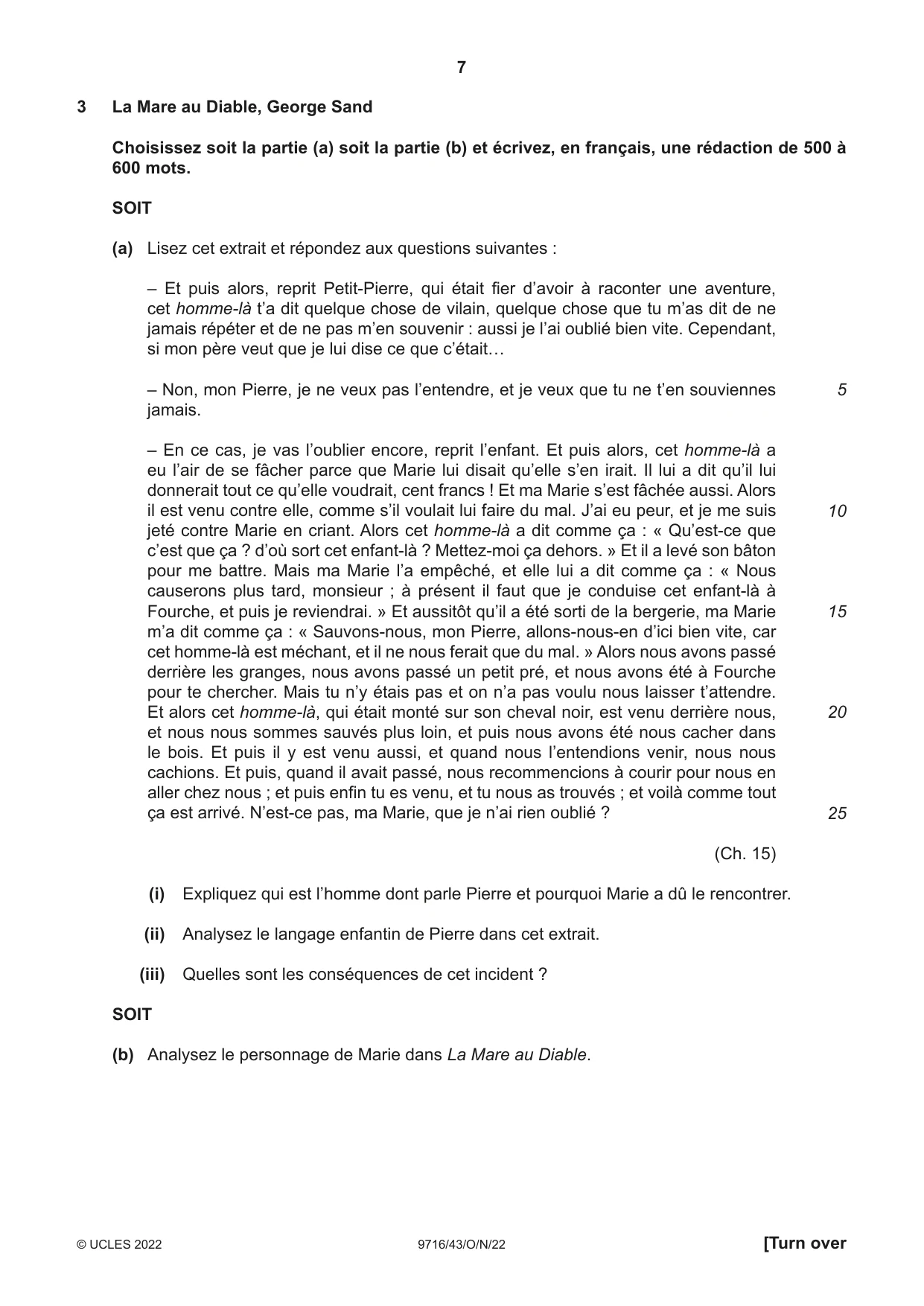 Cambridge A Level French (A Level only) 9716 2022 Oct/Nov Paper 4 · Variant 3 question paper, page 7 of 12