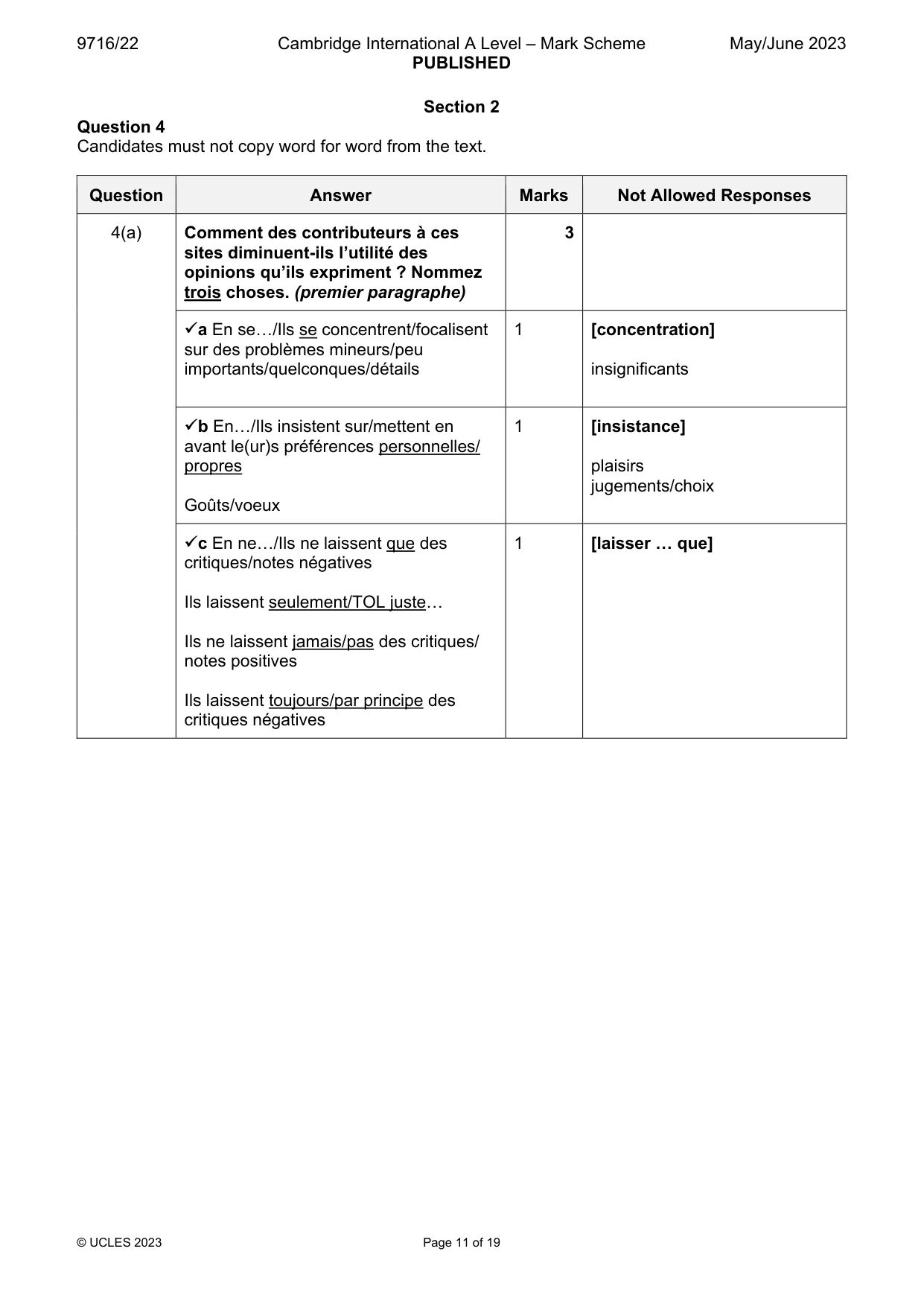 Mark scheme, page 11 of 19