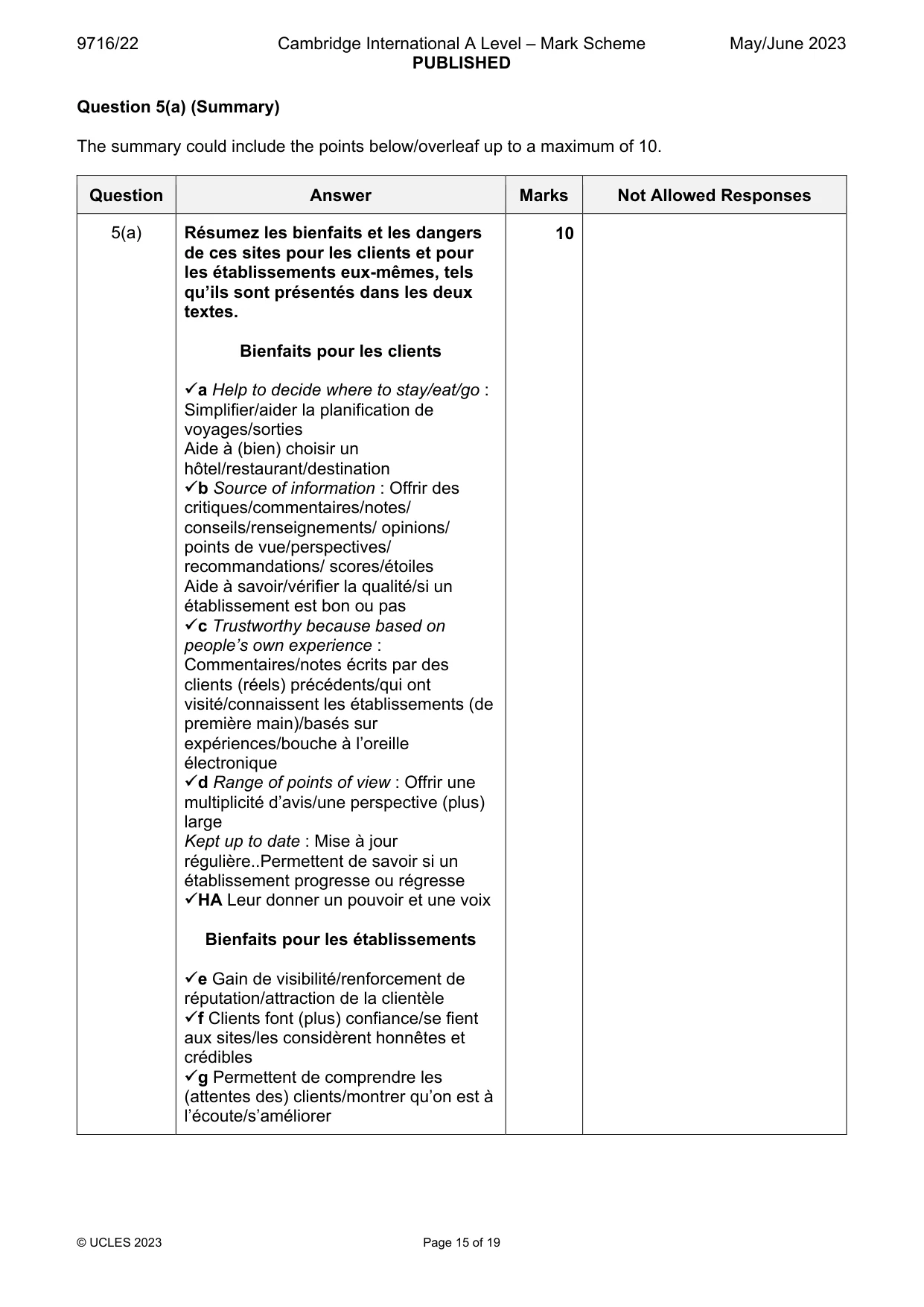 Mark scheme, page 15 of 19