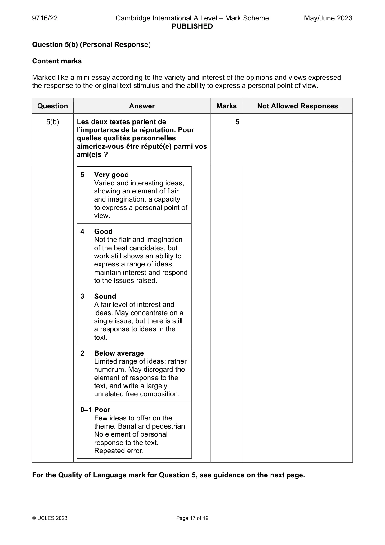 Mark scheme, page 17 of 19