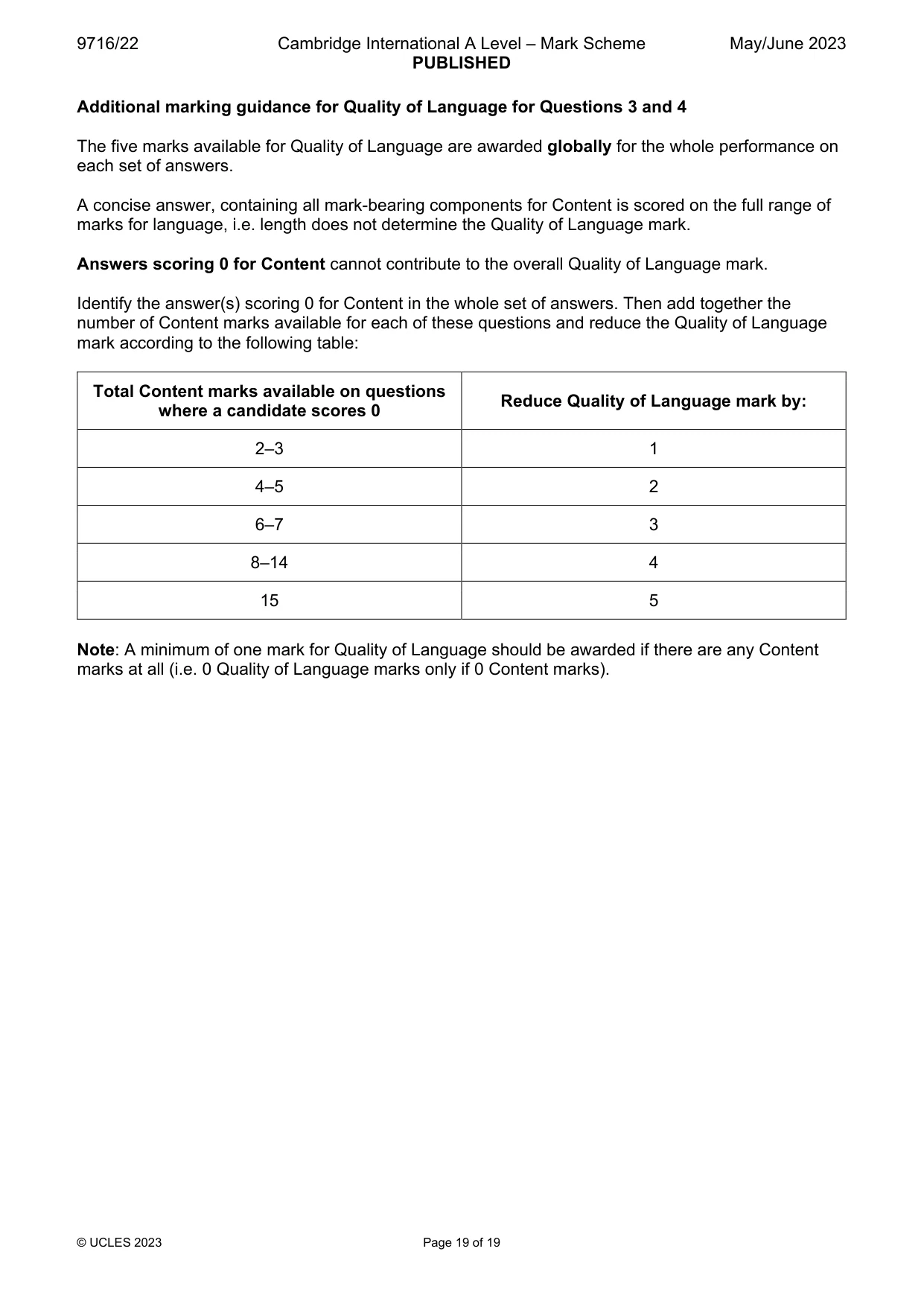 Mark scheme, page 19 of 19