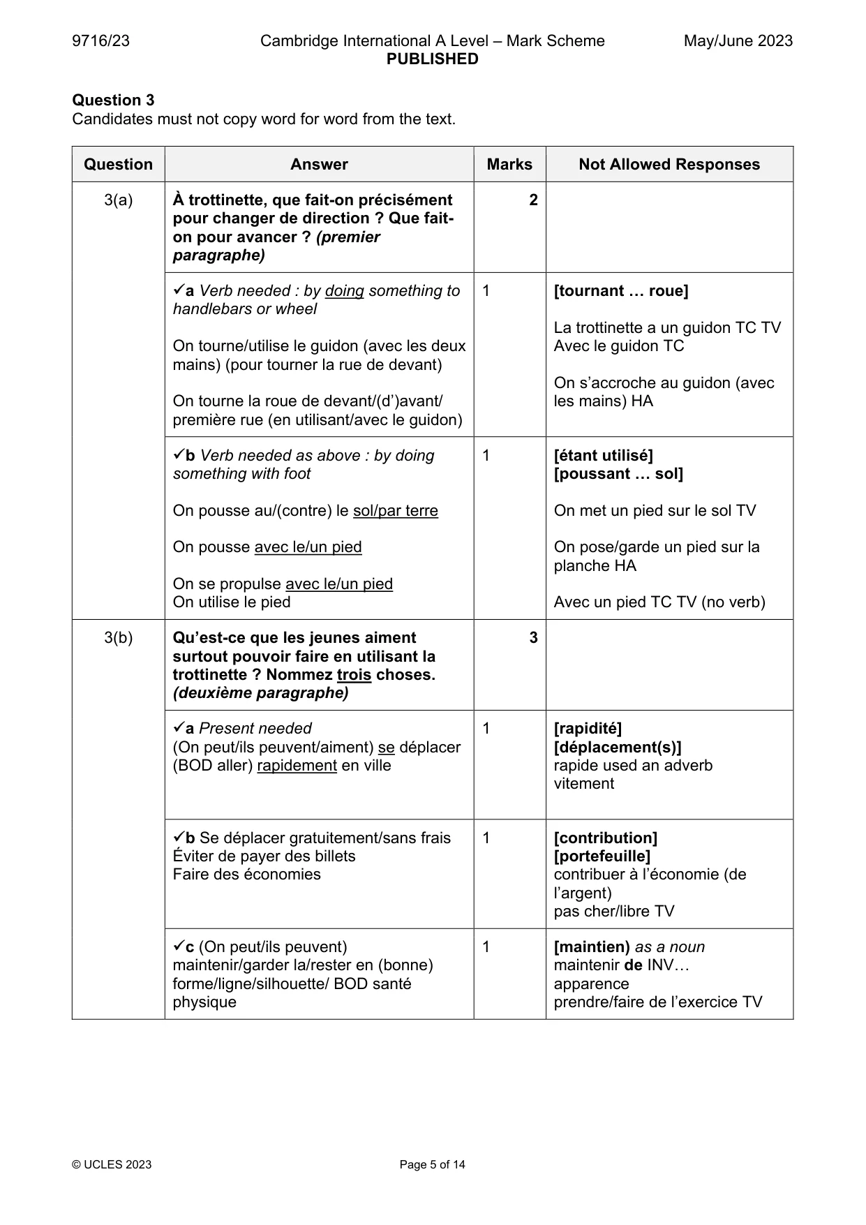 Mark scheme, page 5 of 14