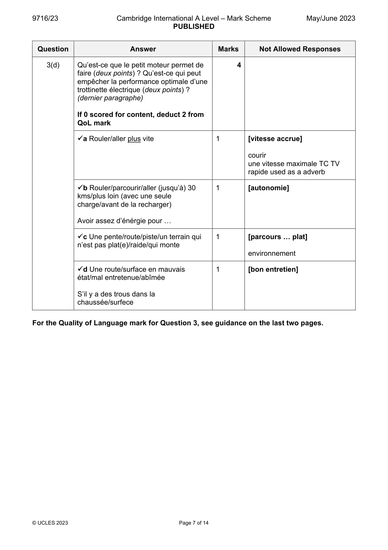 Mark scheme, page 7 of 14