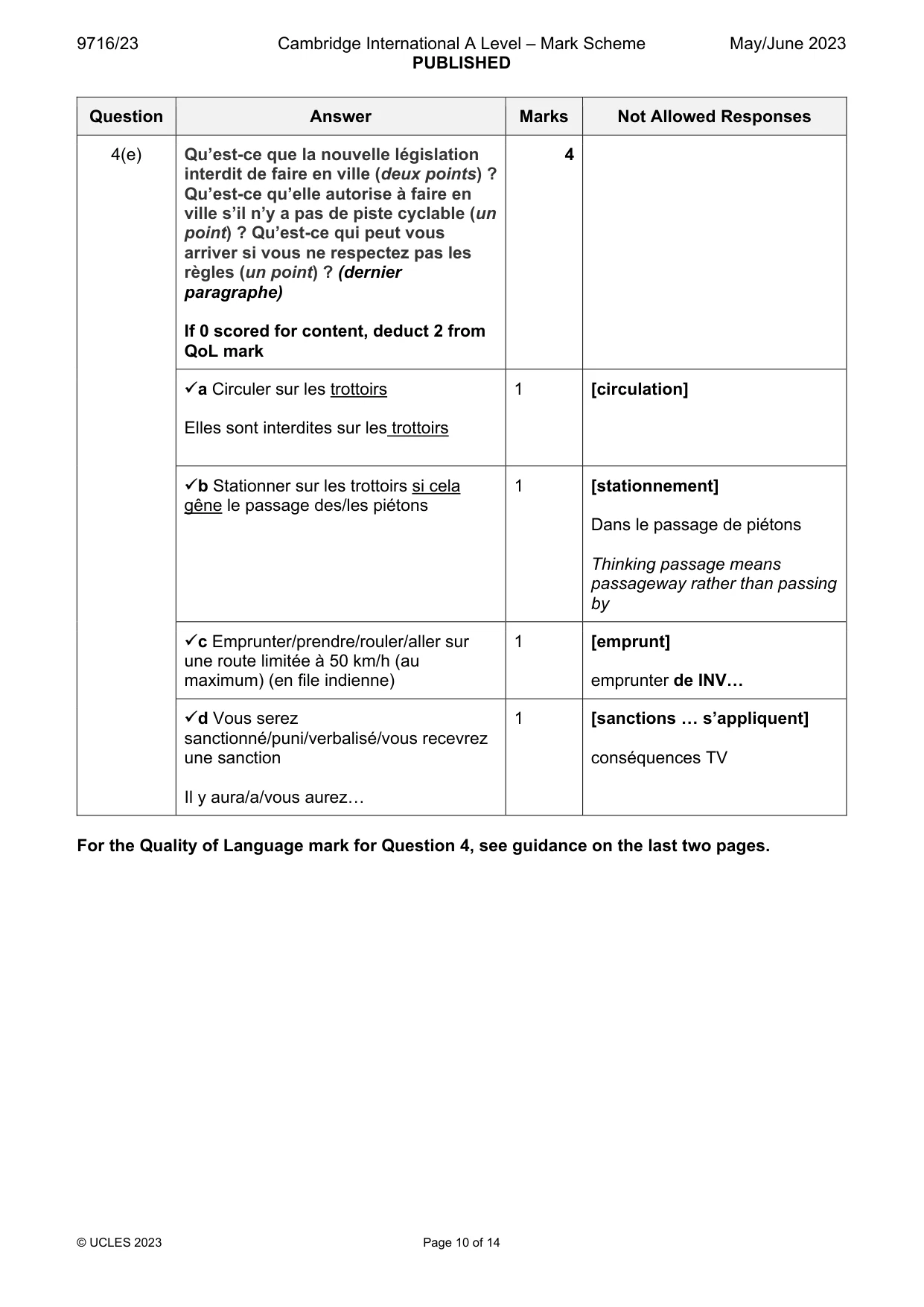 Mark scheme, page 10 of 14