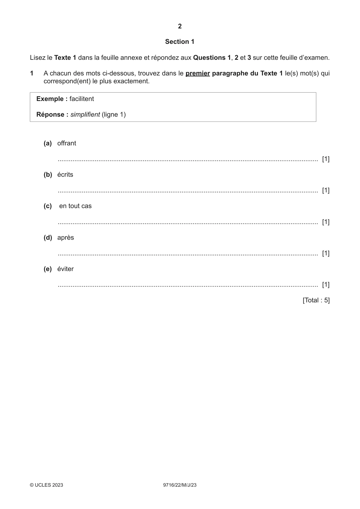 Cambridge A Level French (A Level only) 9716 2023 May/June Paper 2 · Variant 2 question paper, page 2 of 8