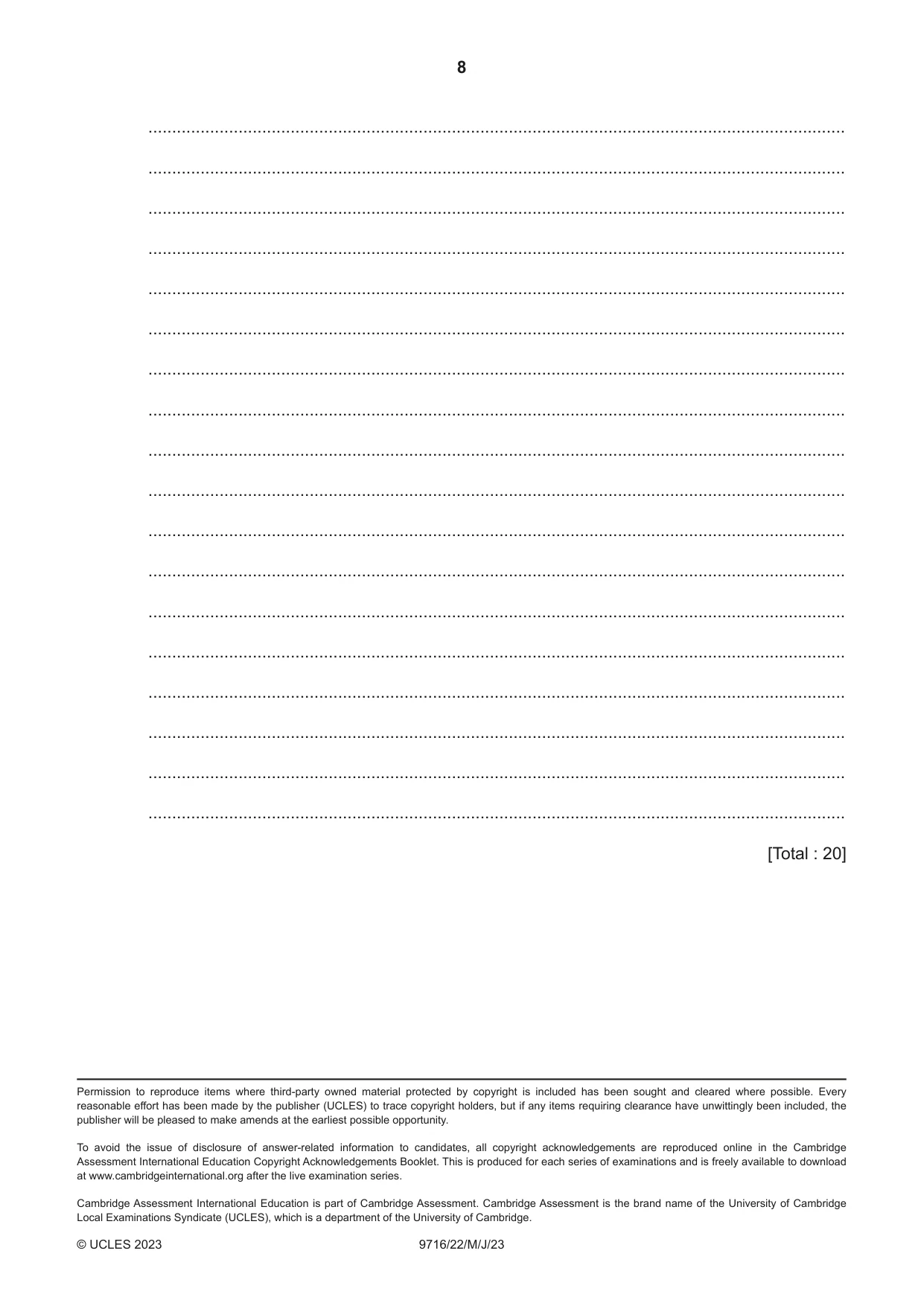 Cambridge A Level French (A Level only) 9716 2023 May/June Paper 2 · Variant 2 question paper, page 8 of 8