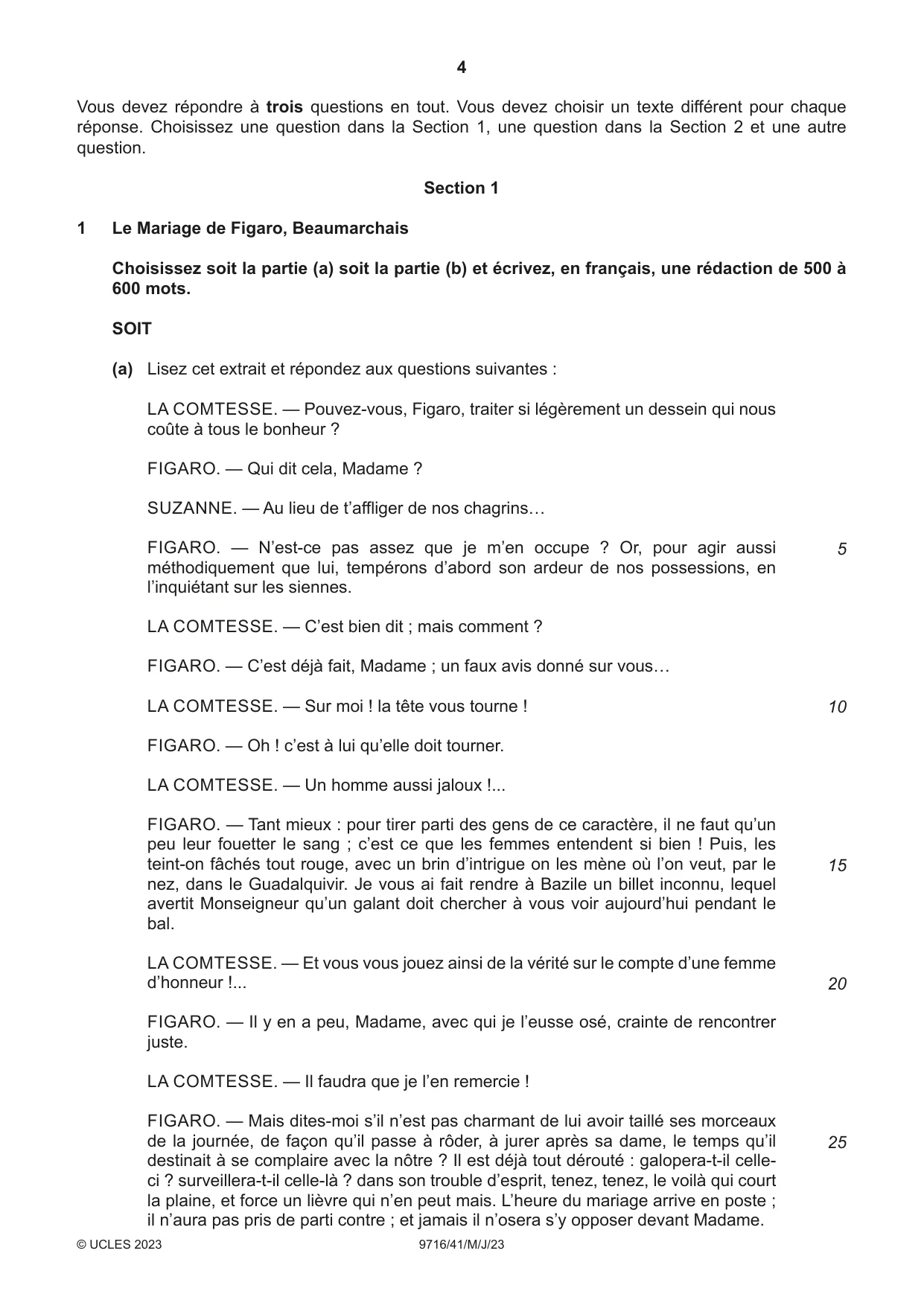 Cambridge A Level French (A Level only) 9716 2023 May/June Paper 4 · Variant 1 question paper, page 4 of 12
