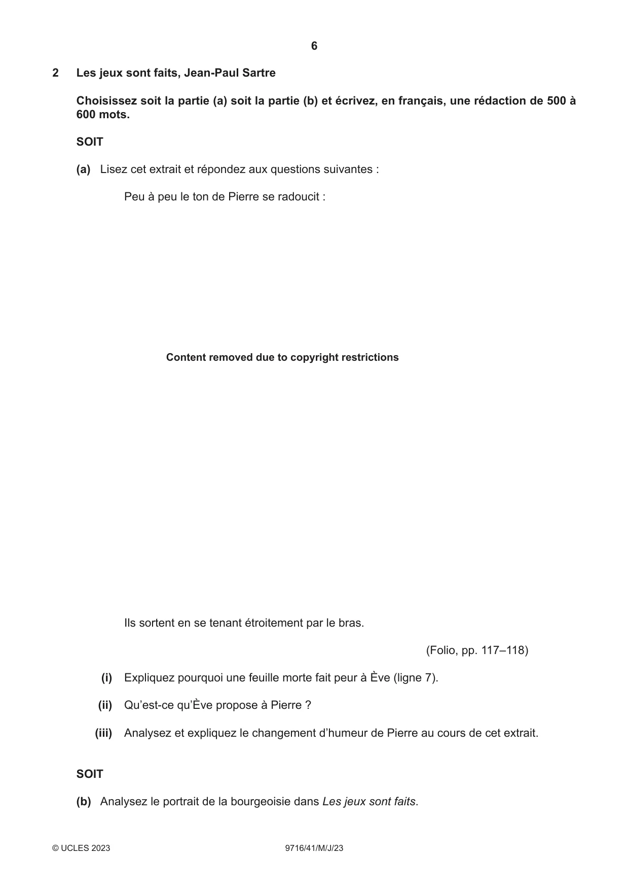 Cambridge A Level French (A Level only) 9716 2023 May/June Paper 4 · Variant 1 question paper, page 6 of 12