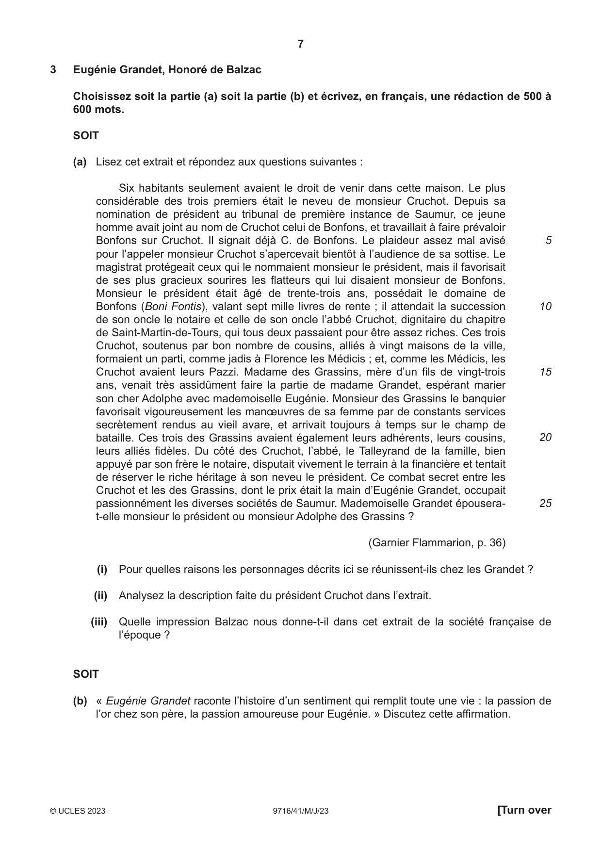 Cambridge A Level French (A Level only) 9716 2023 May/June Paper 4 · Variant 1 question paper, page 7 of 12
