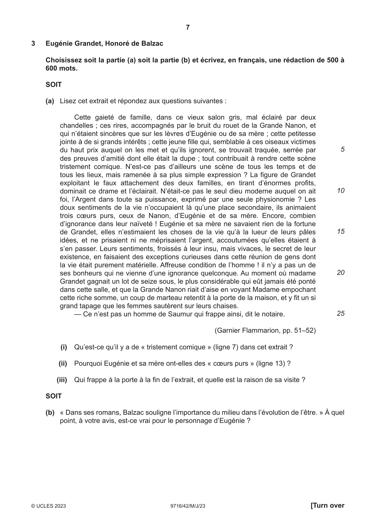 Cambridge A Level French (A Level only) 9716 2023 May/June Paper 4 · Variant 2 question paper, page 7 of 12