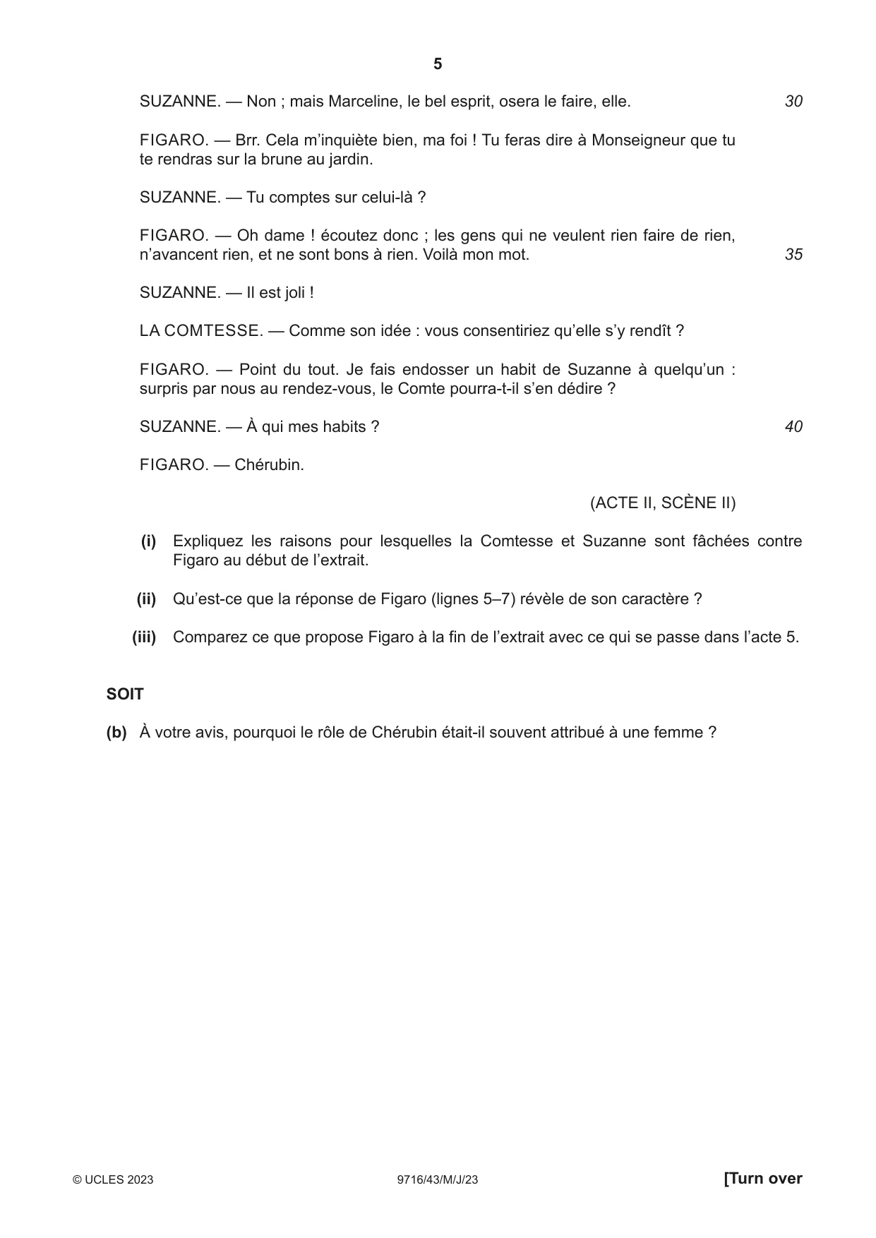 Cambridge A Level French (A Level only) 9716 2023 May/June Paper 4 · Variant 3 question paper, page 5 of 12
