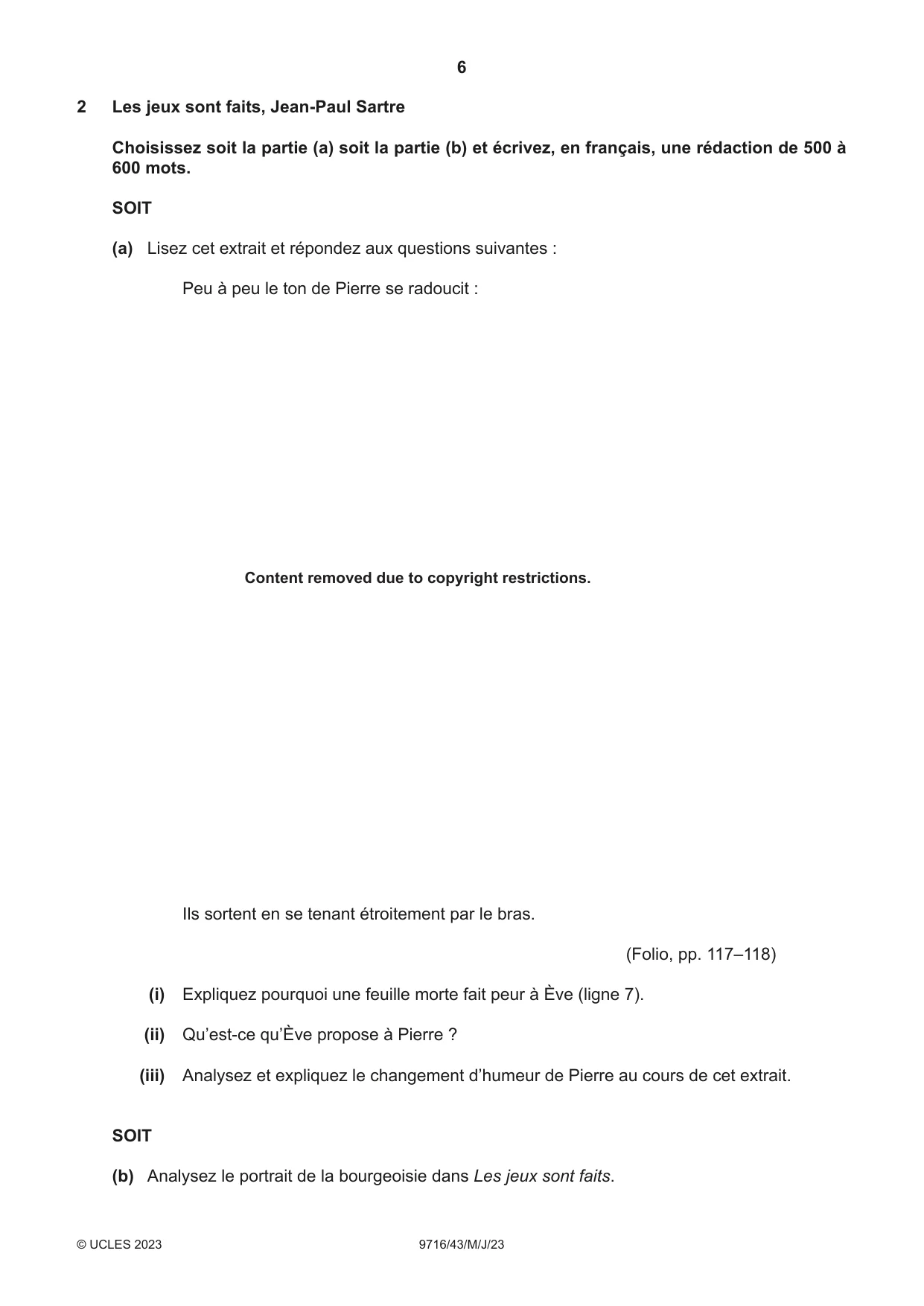 Cambridge A Level French (A Level only) 9716 2023 May/June Paper 4 · Variant 3 question paper, page 6 of 12