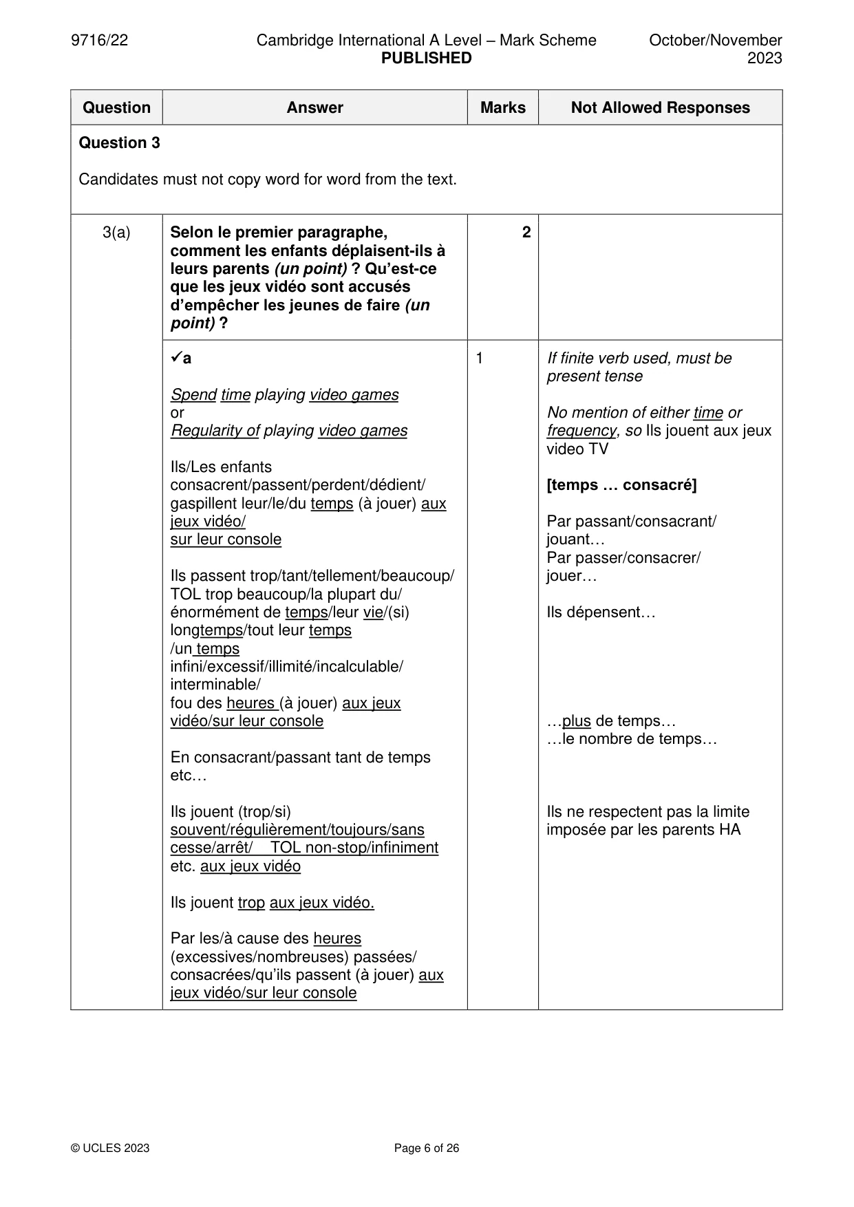 Mark scheme, page 6 of 26