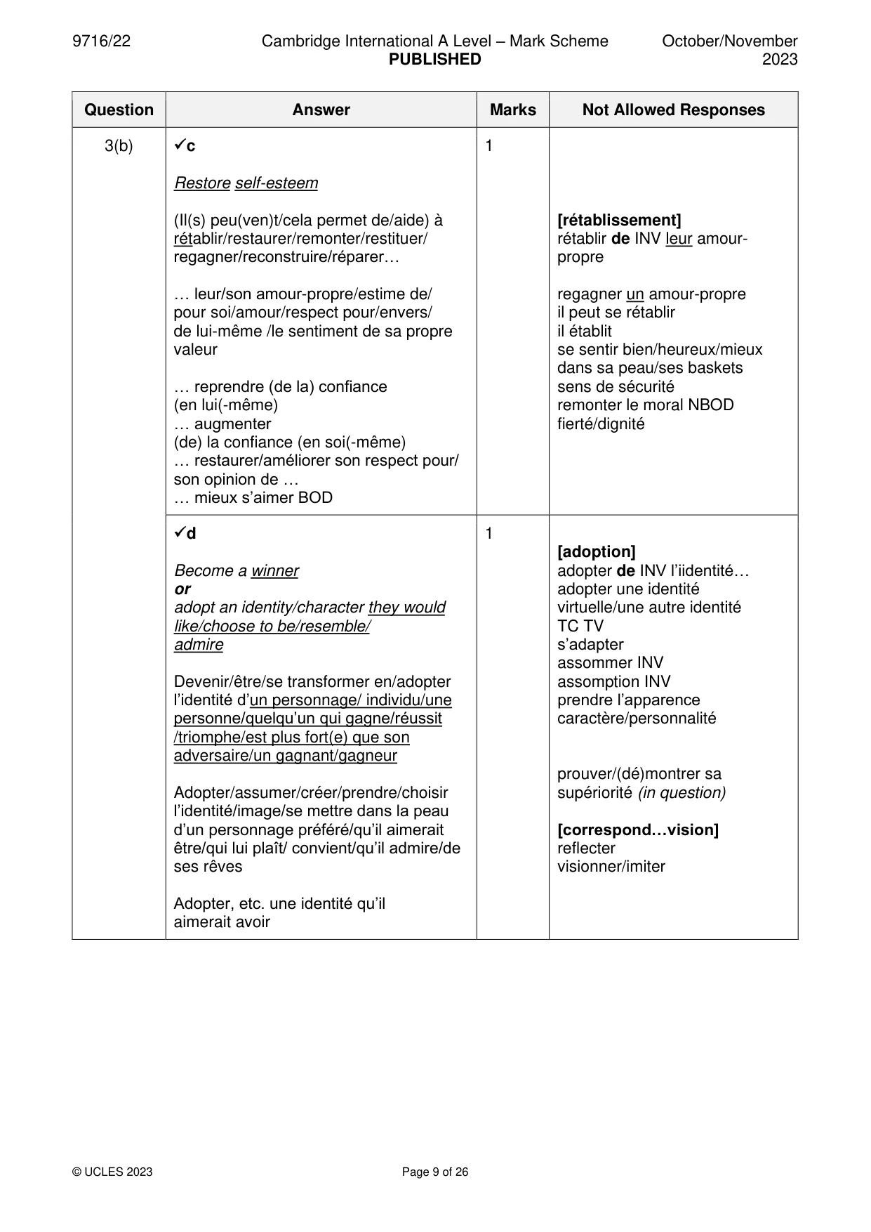 Mark scheme, page 9 of 26