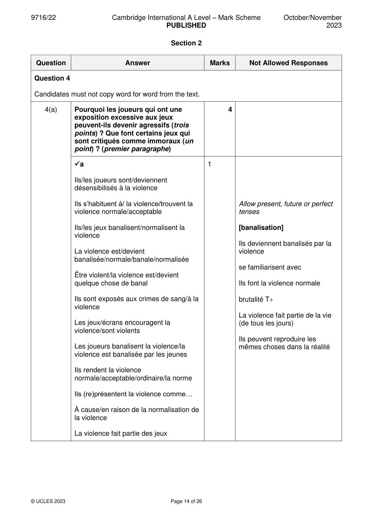 Mark scheme, page 14 of 26