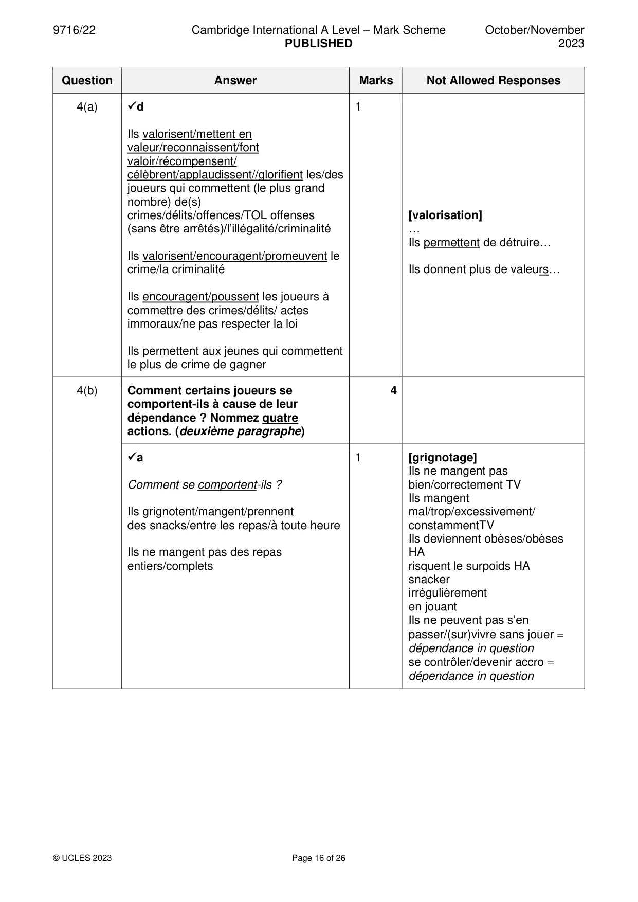Mark scheme, page 16 of 26